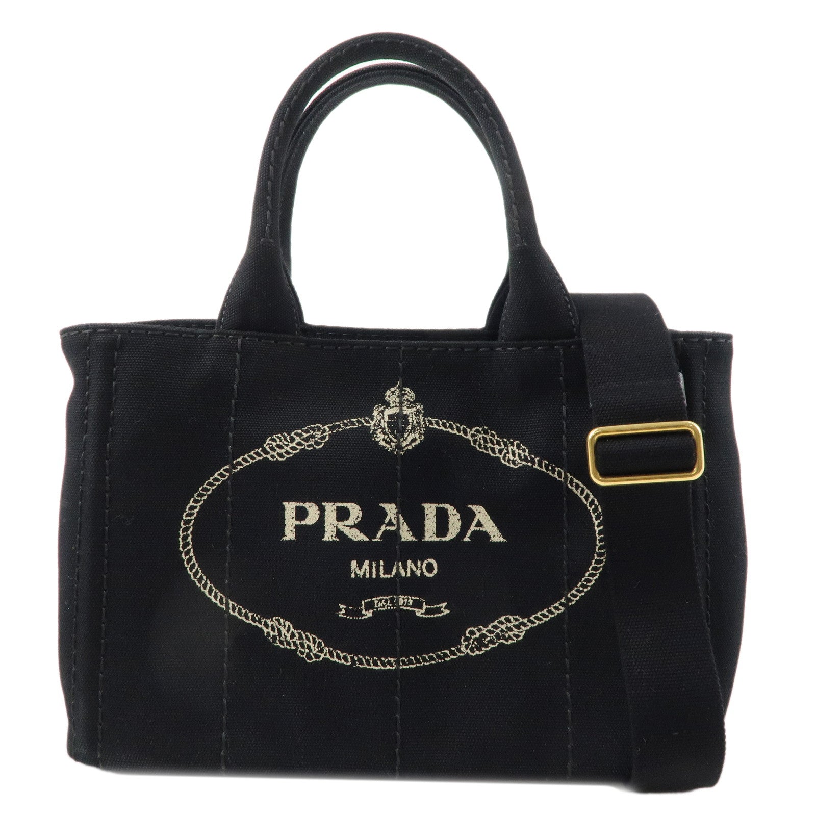 PRADA-Logo-Canapa-Mini-Canvas-2Way-Shoulder-Bag-Black-1BG439