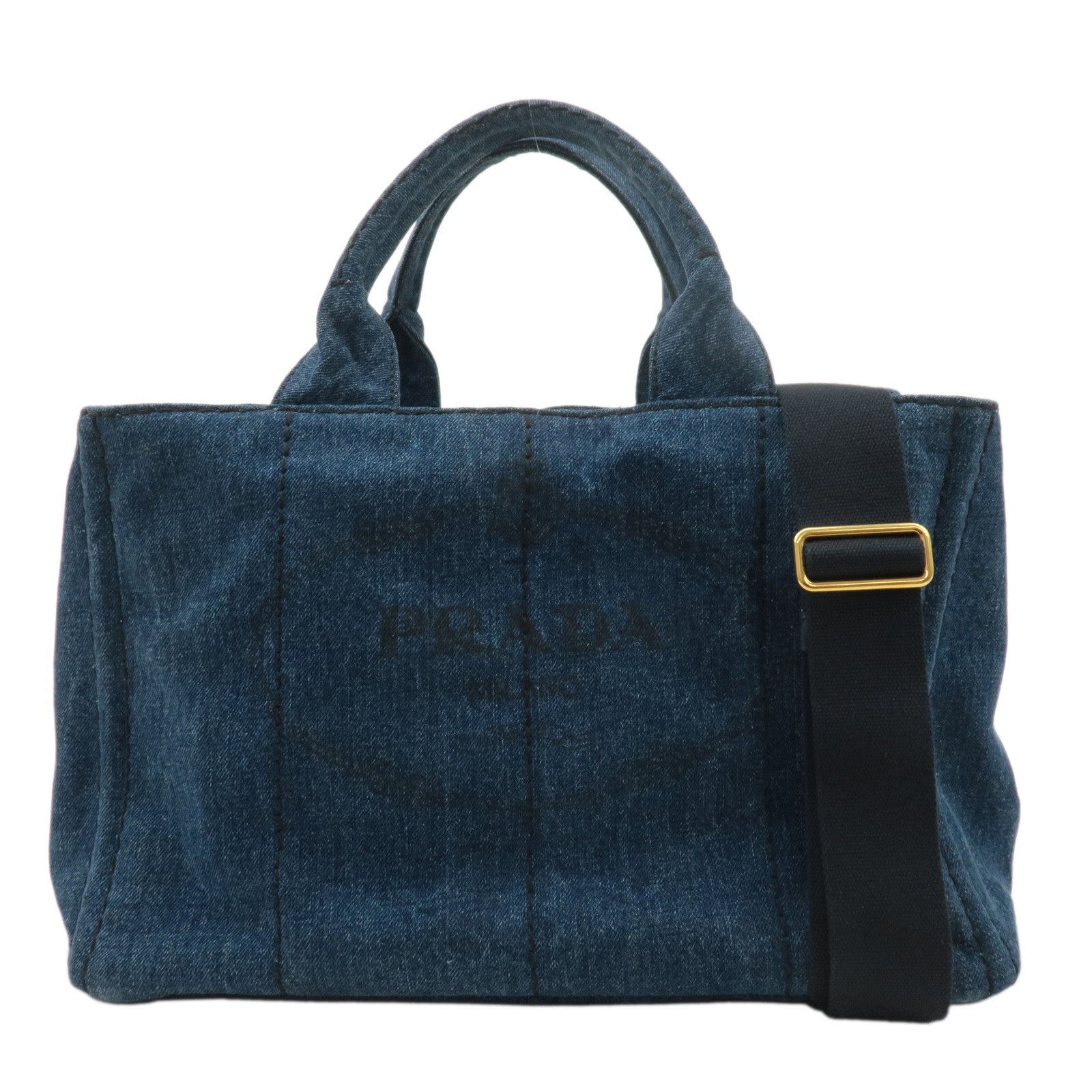 PRADA Canapa Denim 2Way Bag Hand Bag Shoulder Bag Blue B2642B