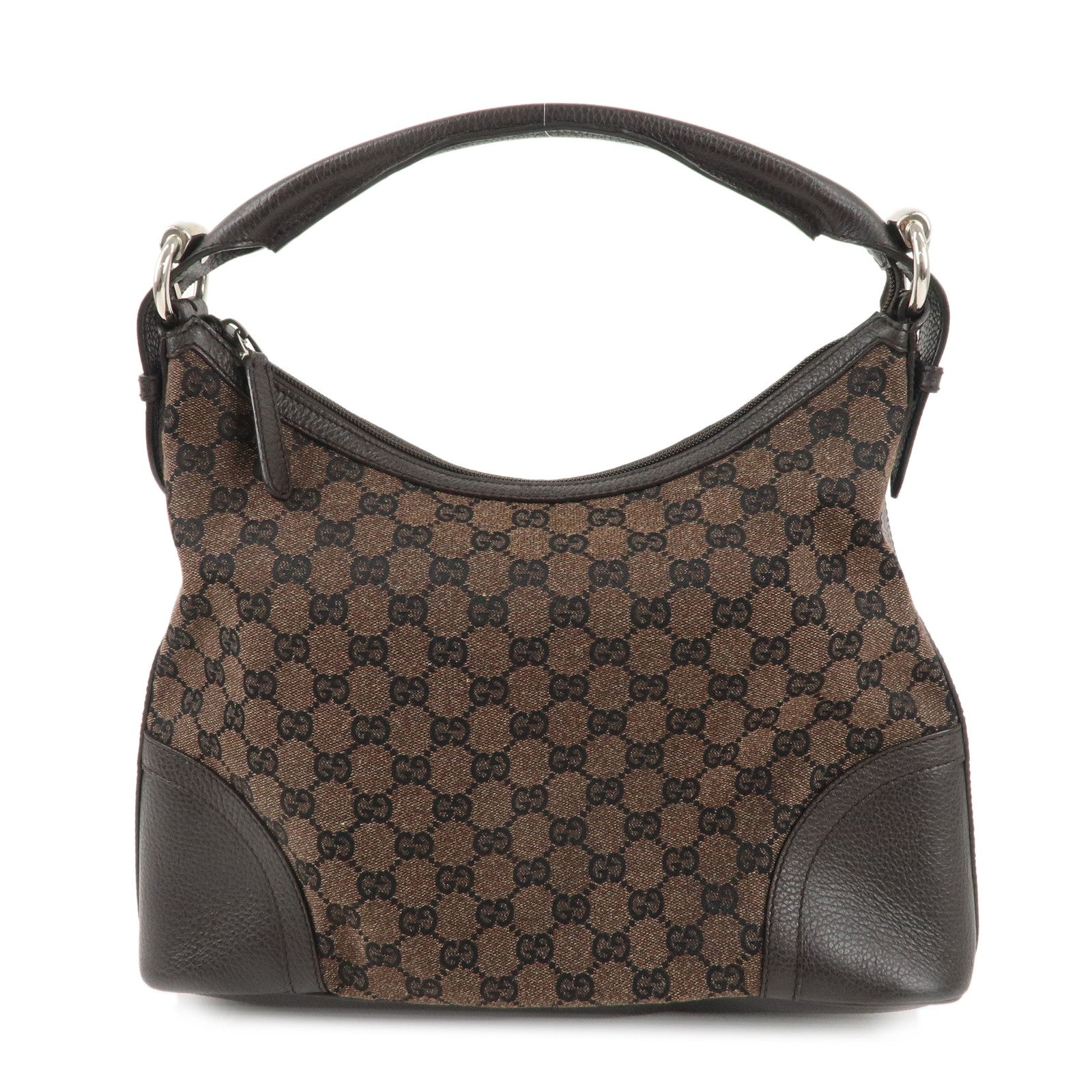 GUCCI-GG-Canvas-Leather-One-Shoulder-Bag-Dark-Brown-289715