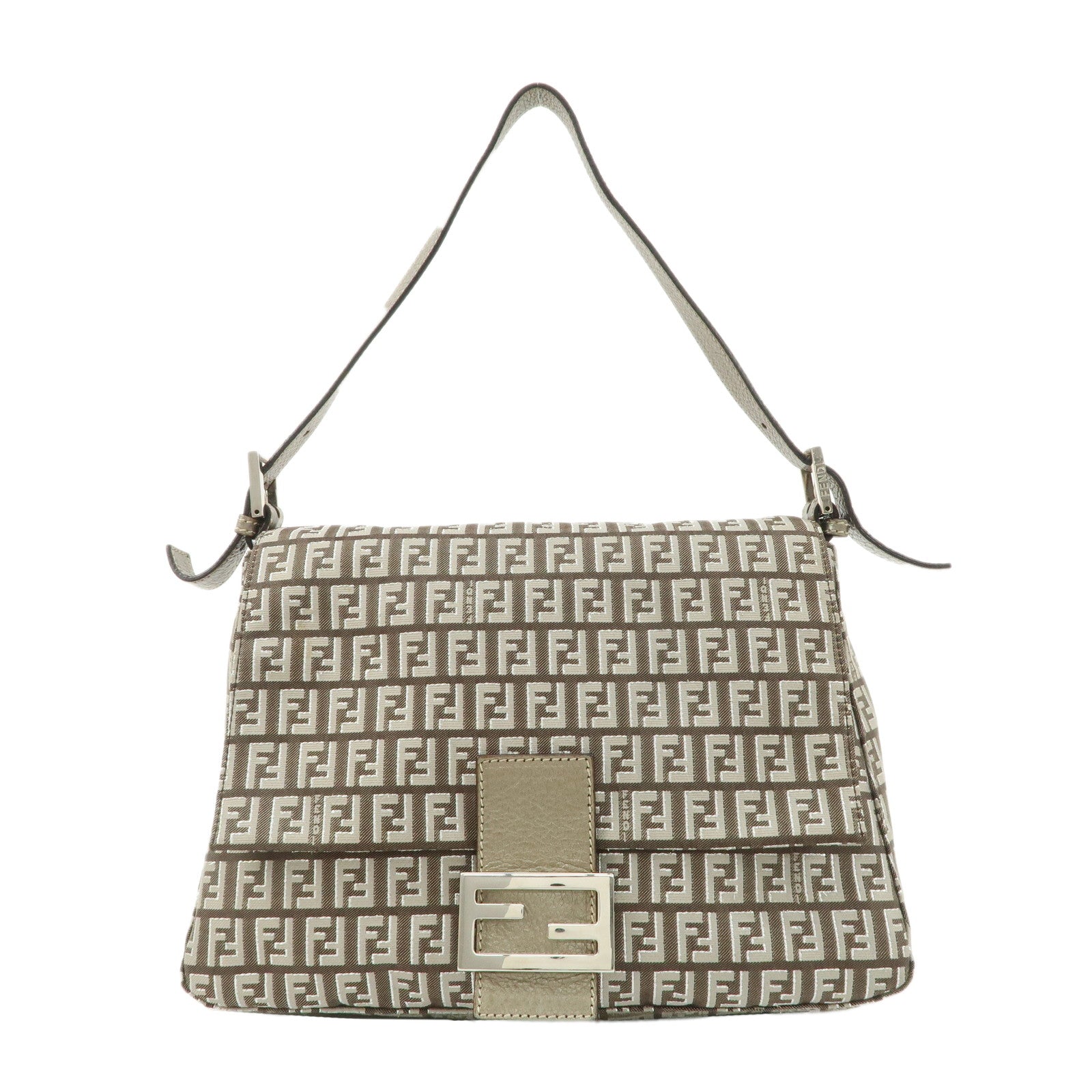 FENDI-Zucchino-Mamma-Buguette-Canvas-Leather--Shoulder-Bag-8BR001