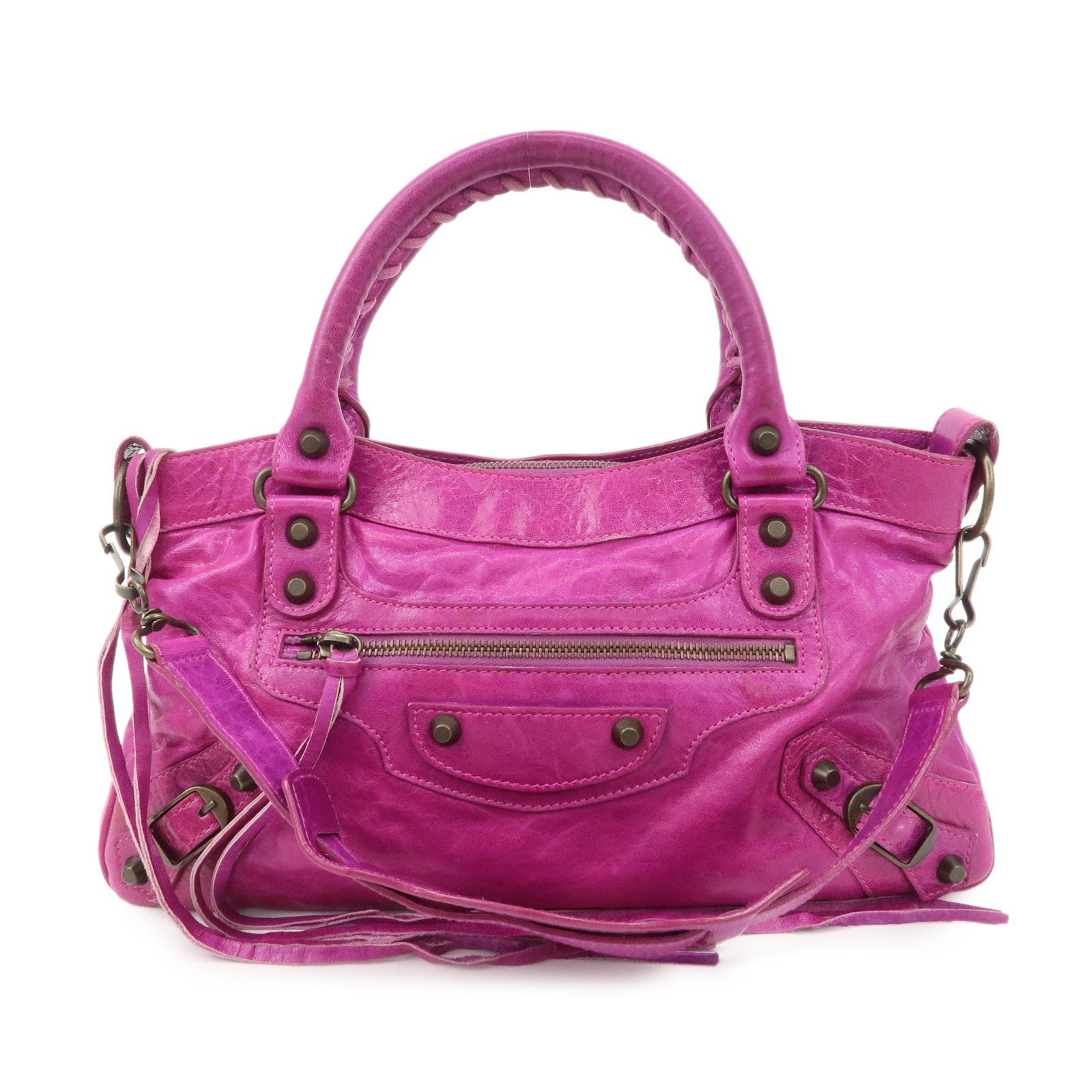 BALENCIAGA-The-First-Leather-2Way-Bag-Hand-Bag-Pink-103208