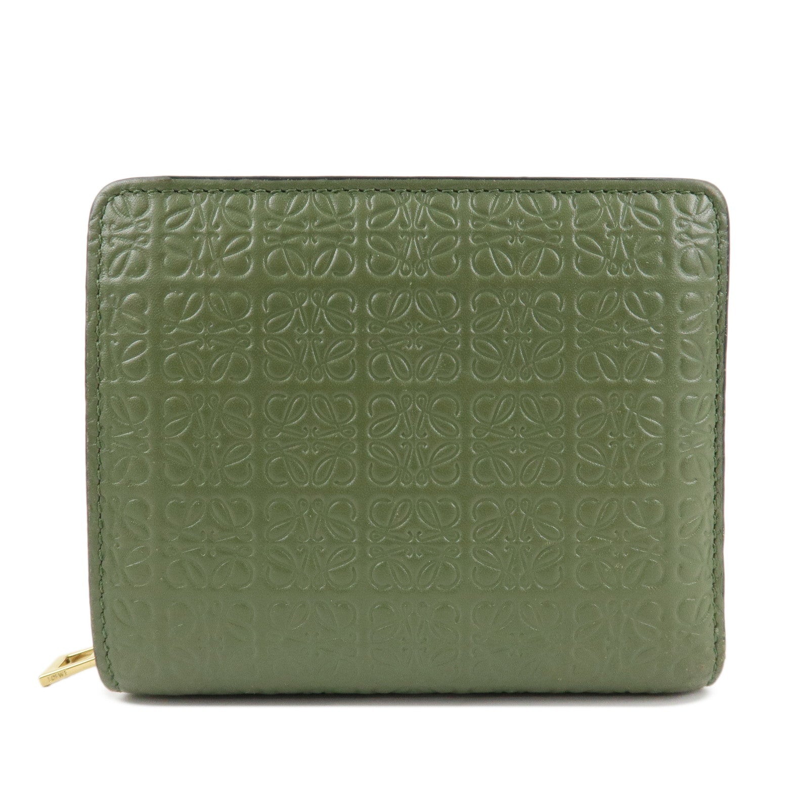 LOEWE-Anagram-Leather-Zippy-Bi-fold-Wallet-Avocado-Green