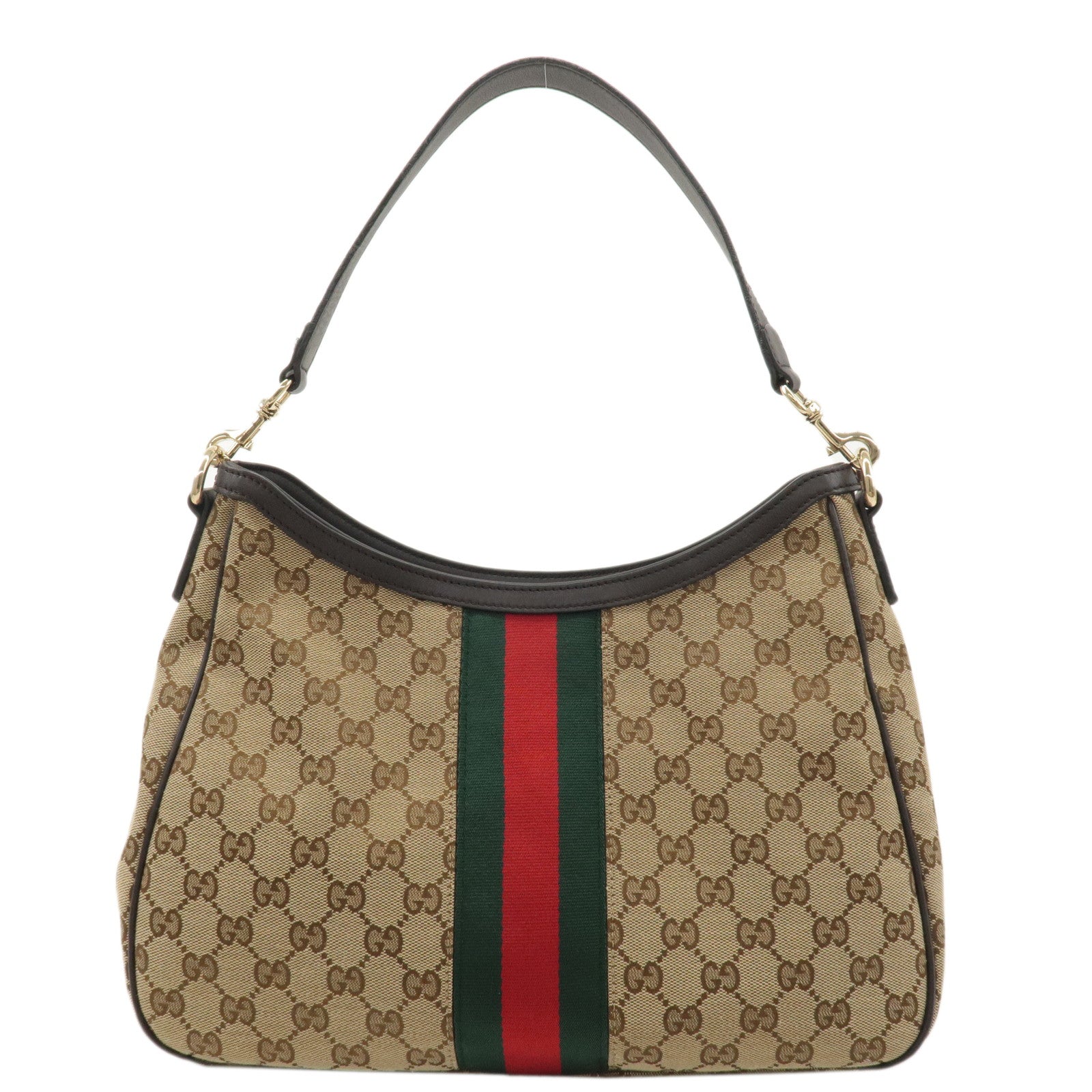 GUCCI-Sherry-Line-GG-Canvas-Leather-Shoulder-Bag-BeigeBrown-388921