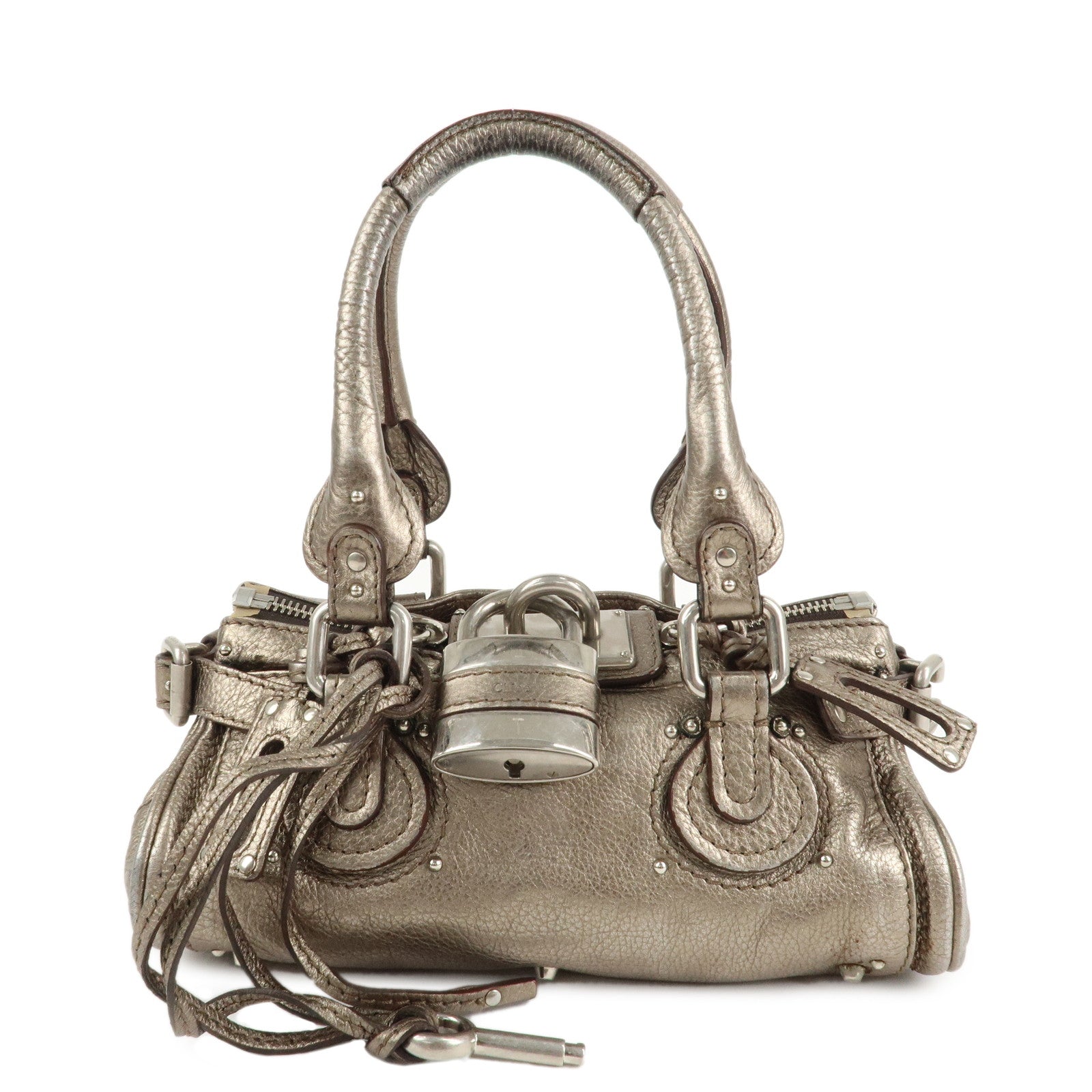 Chloe-Paddington-Leather-Mini-Hand-Bag-Shoulder-Bag-Champagne-Gold