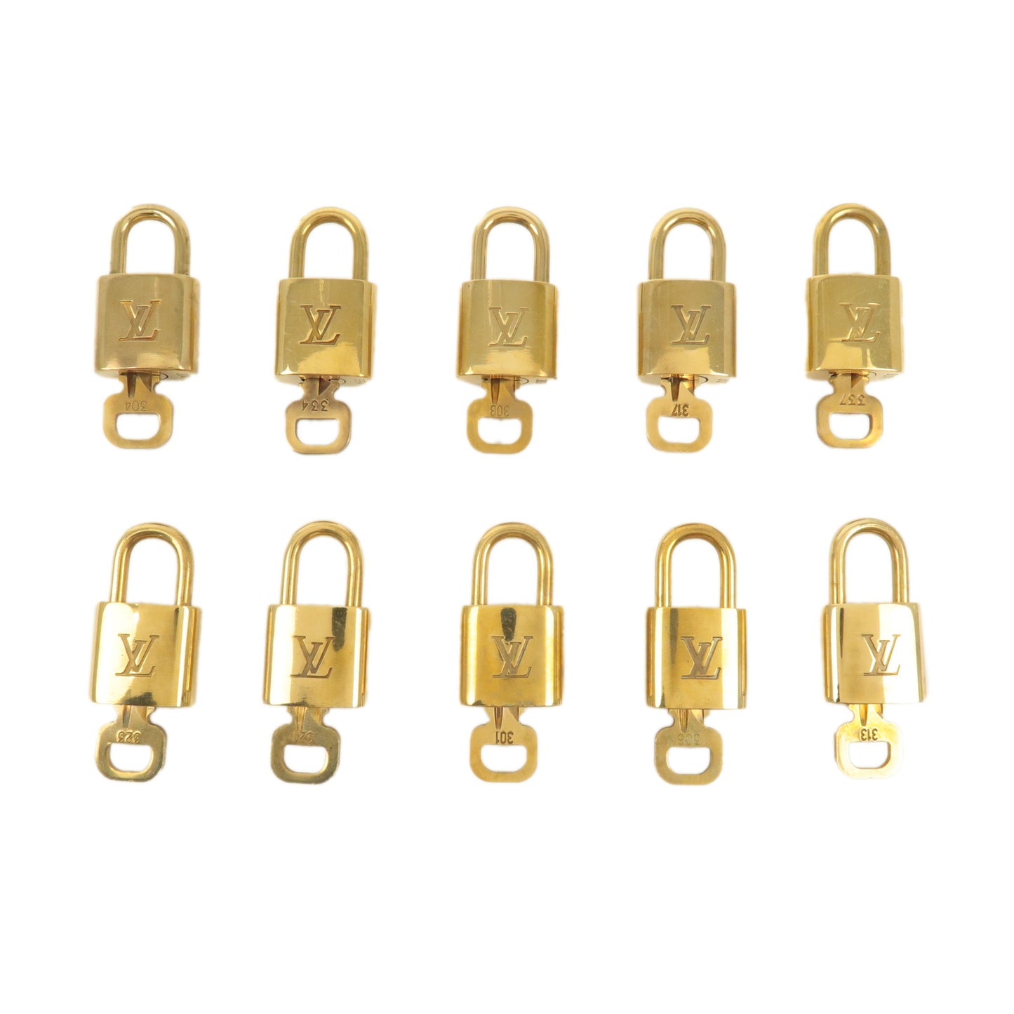 Louis Vuitton Set of 10 Lock & Key Cadena Key Lock Gold