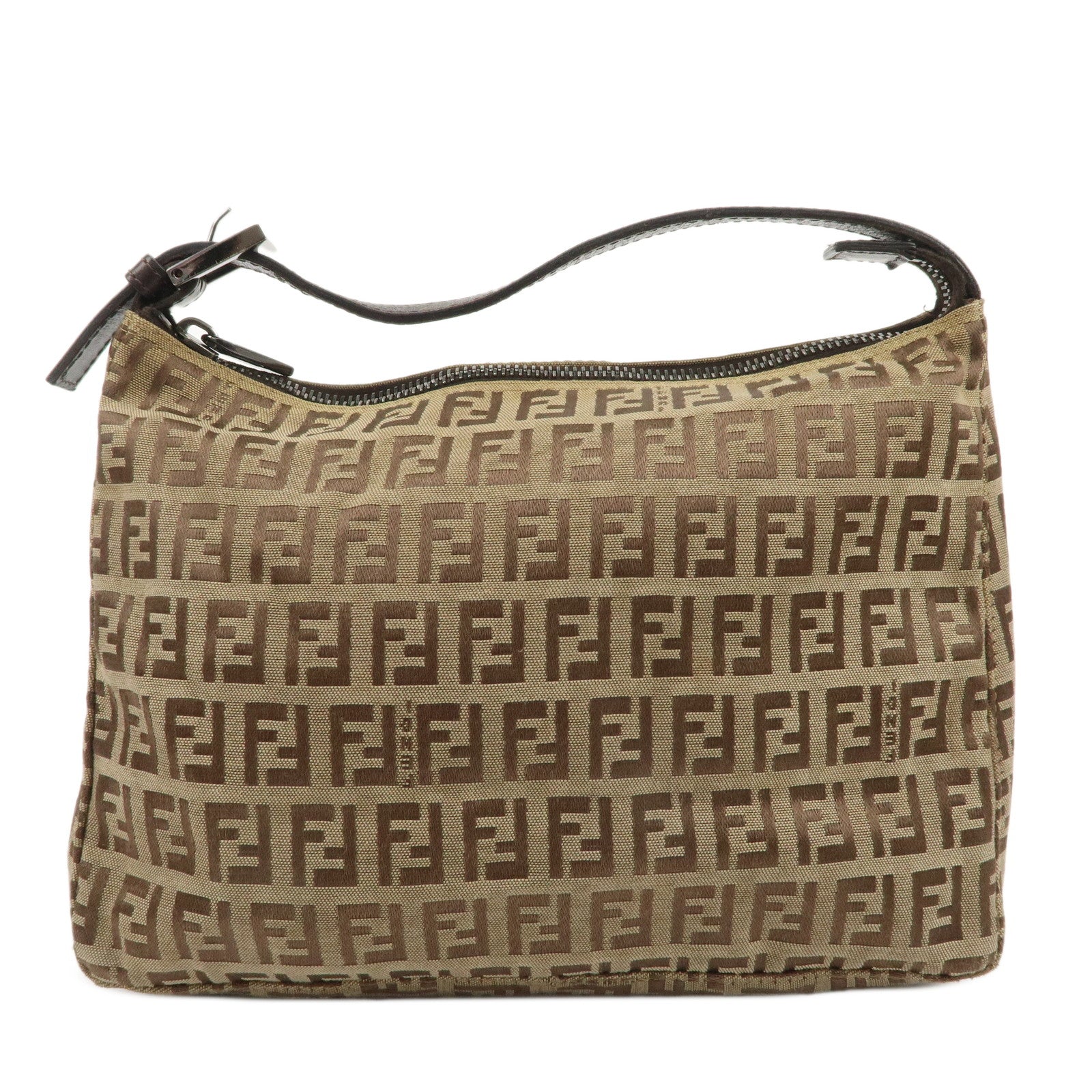 FENDI-Zucchino-Canvas-Leather-Hand-Bag-Beige-Brown-8N0005