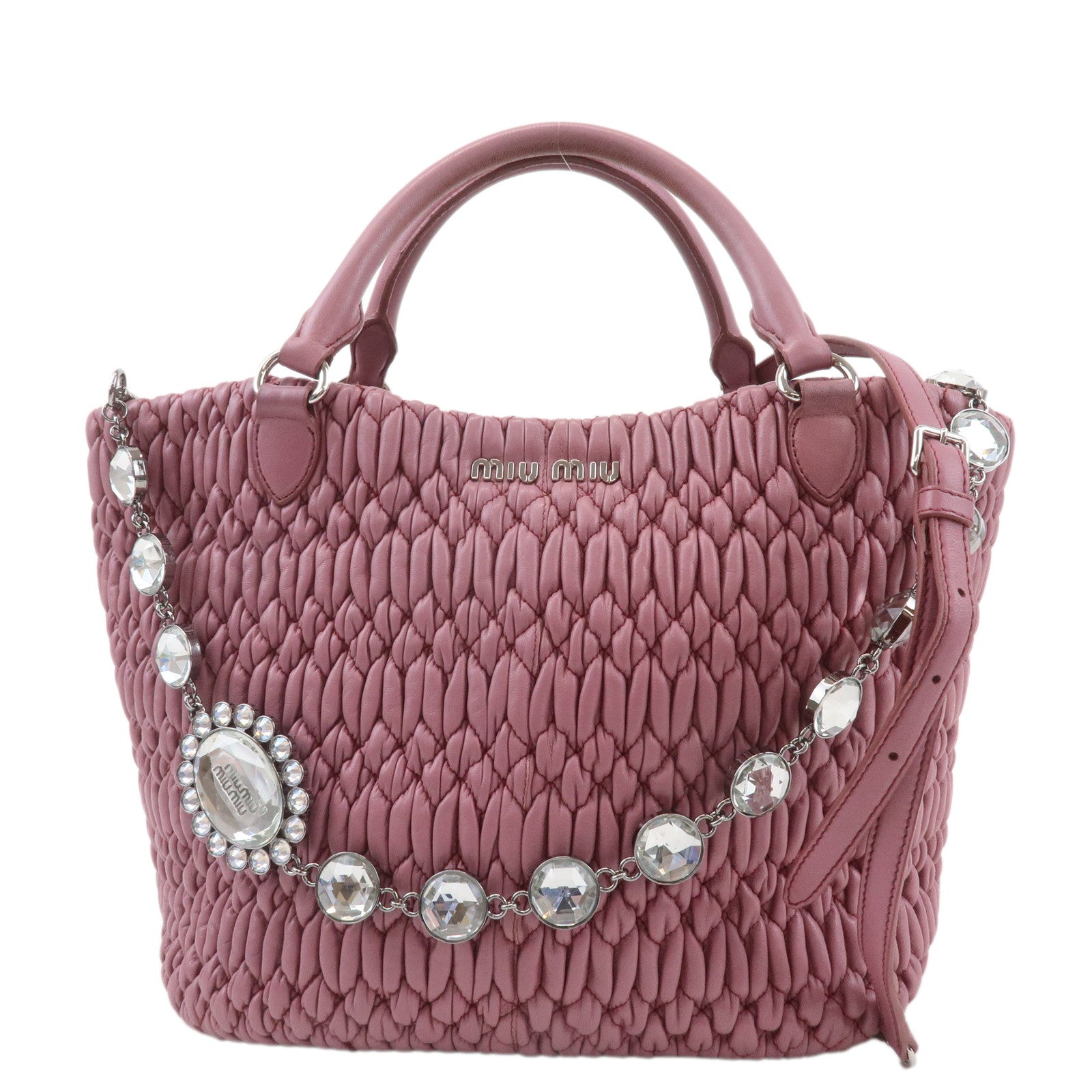 MIU-MIU-Leather-Nappa-Crystal-2WAY-Bag-Hand-Bag-Pink-RN0896