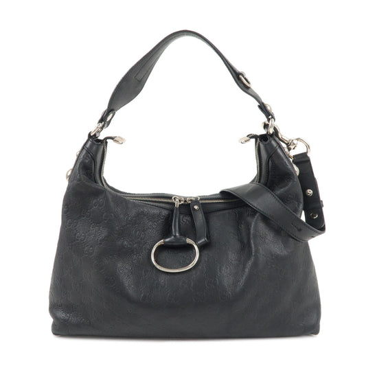 GUCCI-Guccissima-Leather-Horsebit-2WAY-Shoulder-Bag-Black-232961