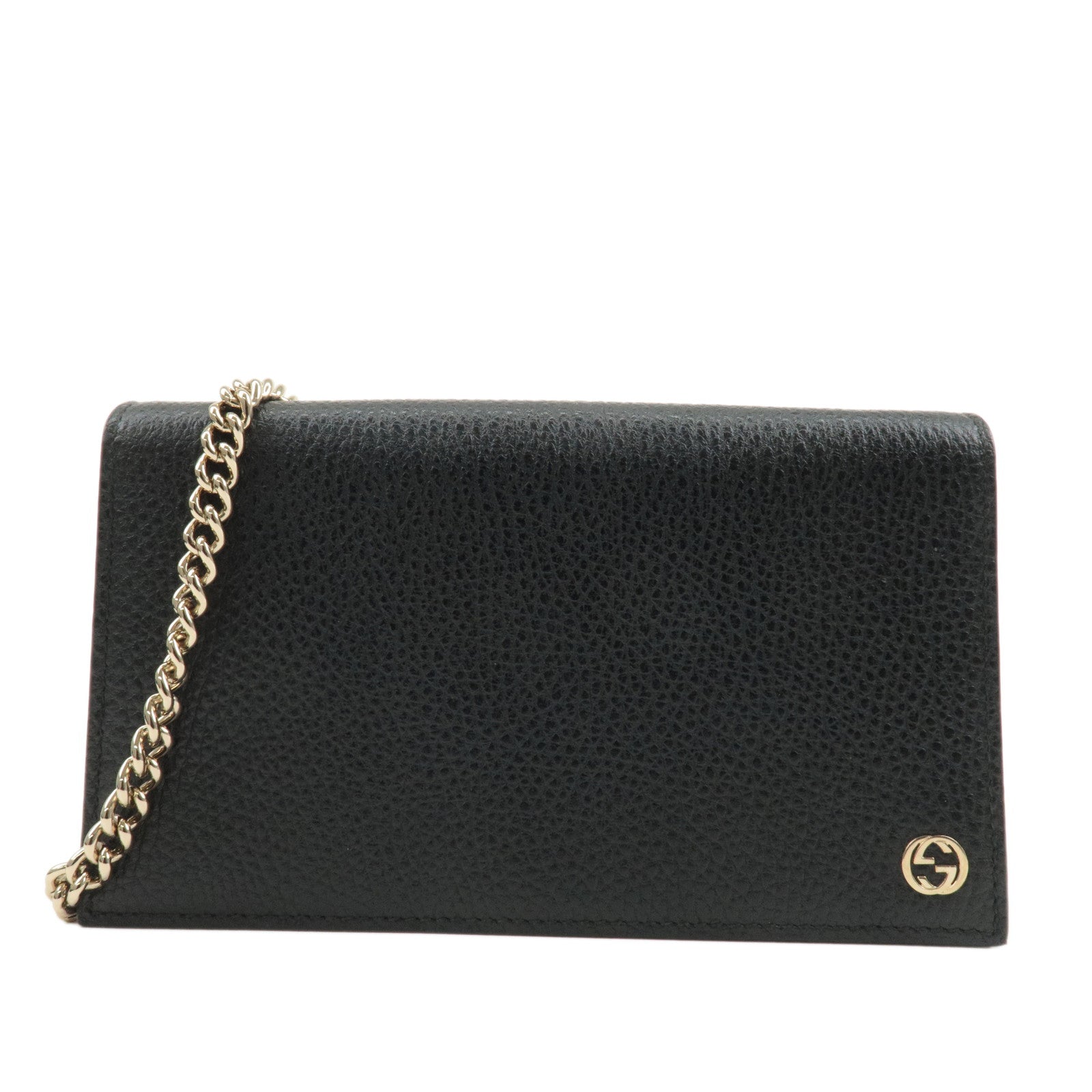 GUCCI-Interlocking-G-Leather-Chain-Wallet-Black-466506