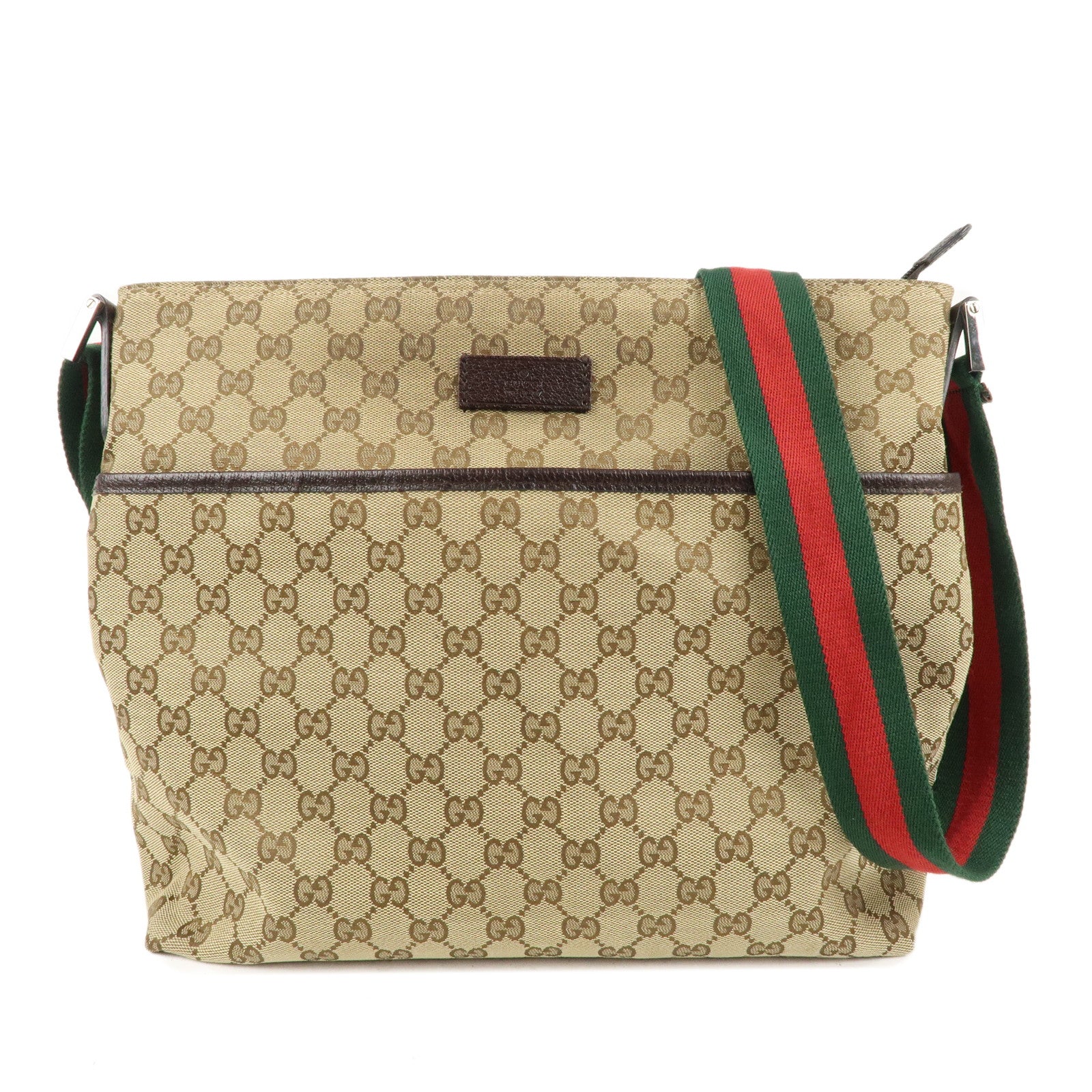 GUCCI-Sherry-Line-GG-Canvas-Leather-Shoulder-Bag-Beige-189751