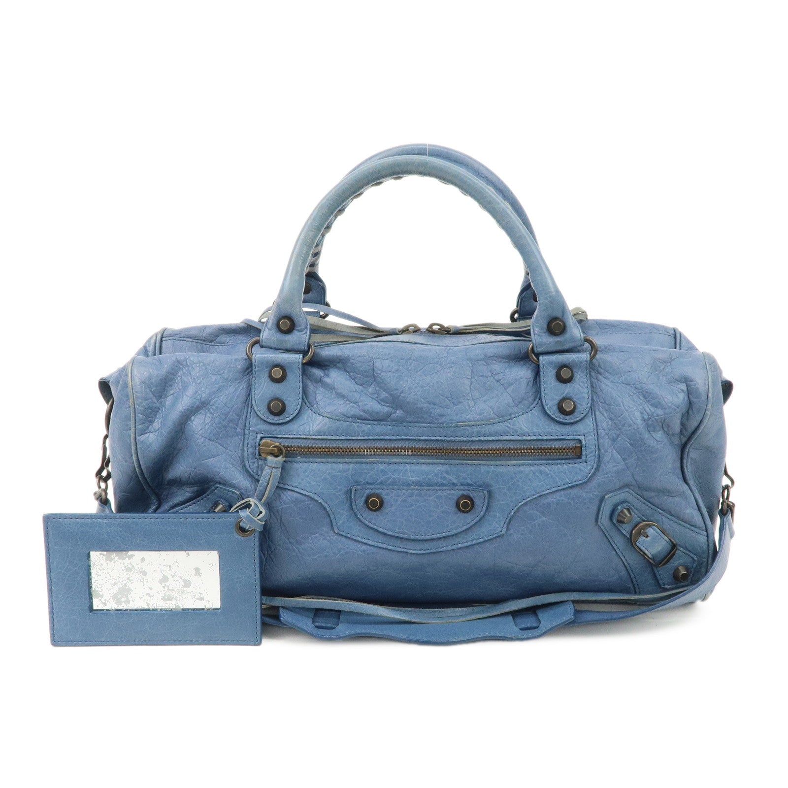 BALENCIAGA-Leather-The-Twiggy-2WAY-Bag-Hand-Bag-Blue-128523