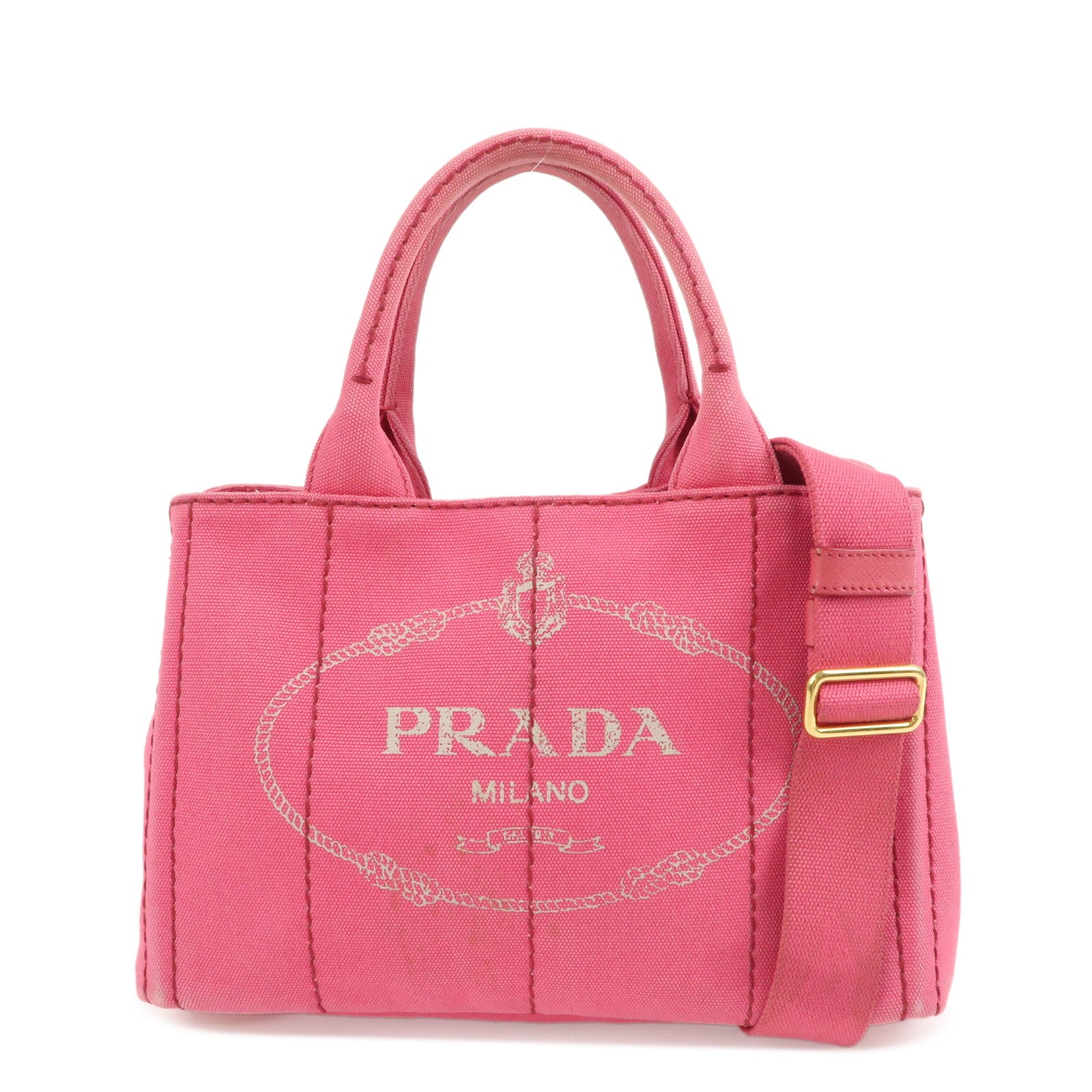 PRADA-Logo-Canapa-Mini-Canvas-2Way-Bag-Pink-1BG439