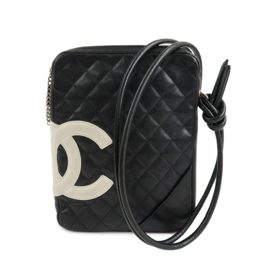 CHANEL-Cambon-Line-Lamb-Skin-Shoulder-Bag-Pouch-Black