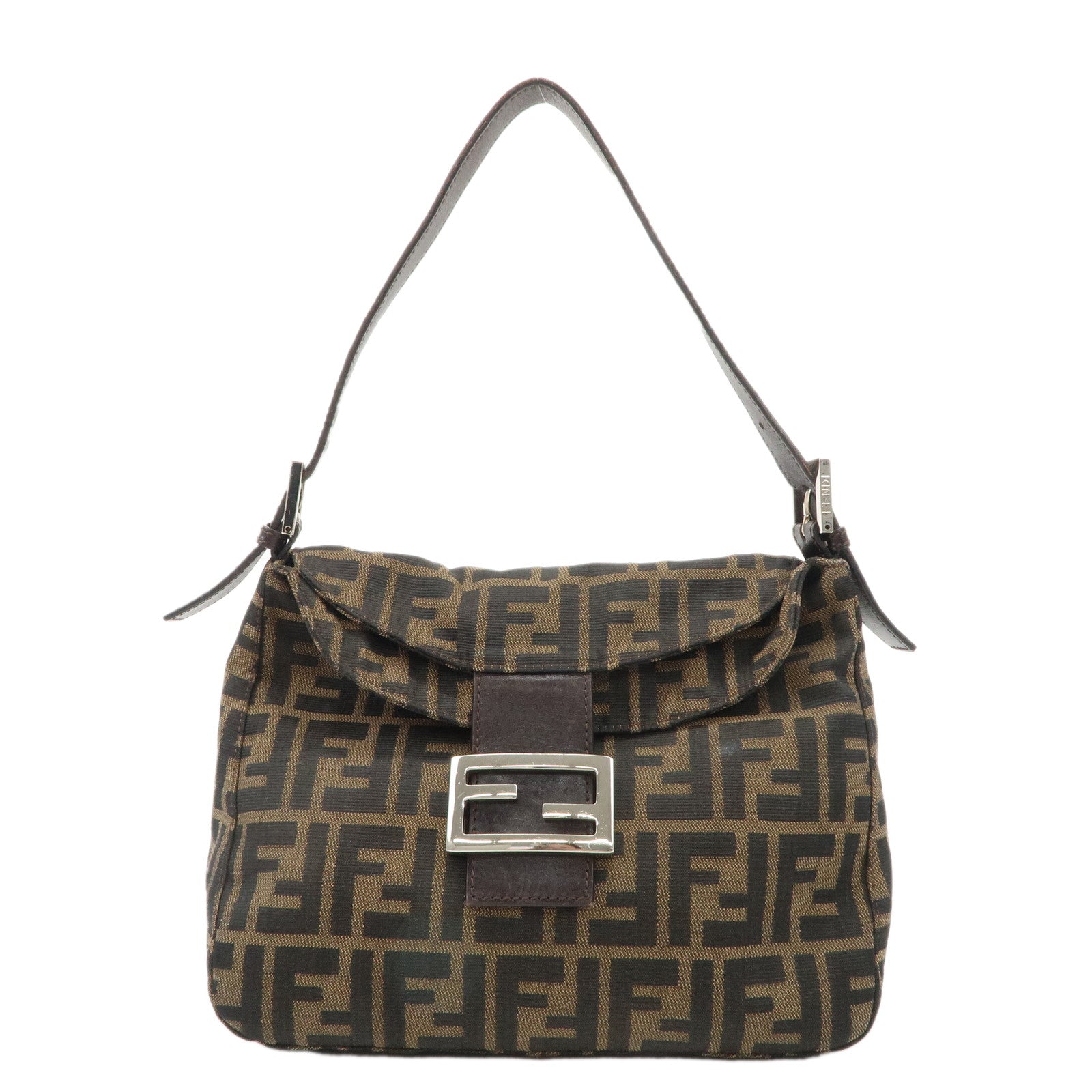 FENDI-Zucca-Canvas-Leather-Shoulder-Bag-Hand-Bag-26423Used-F/S