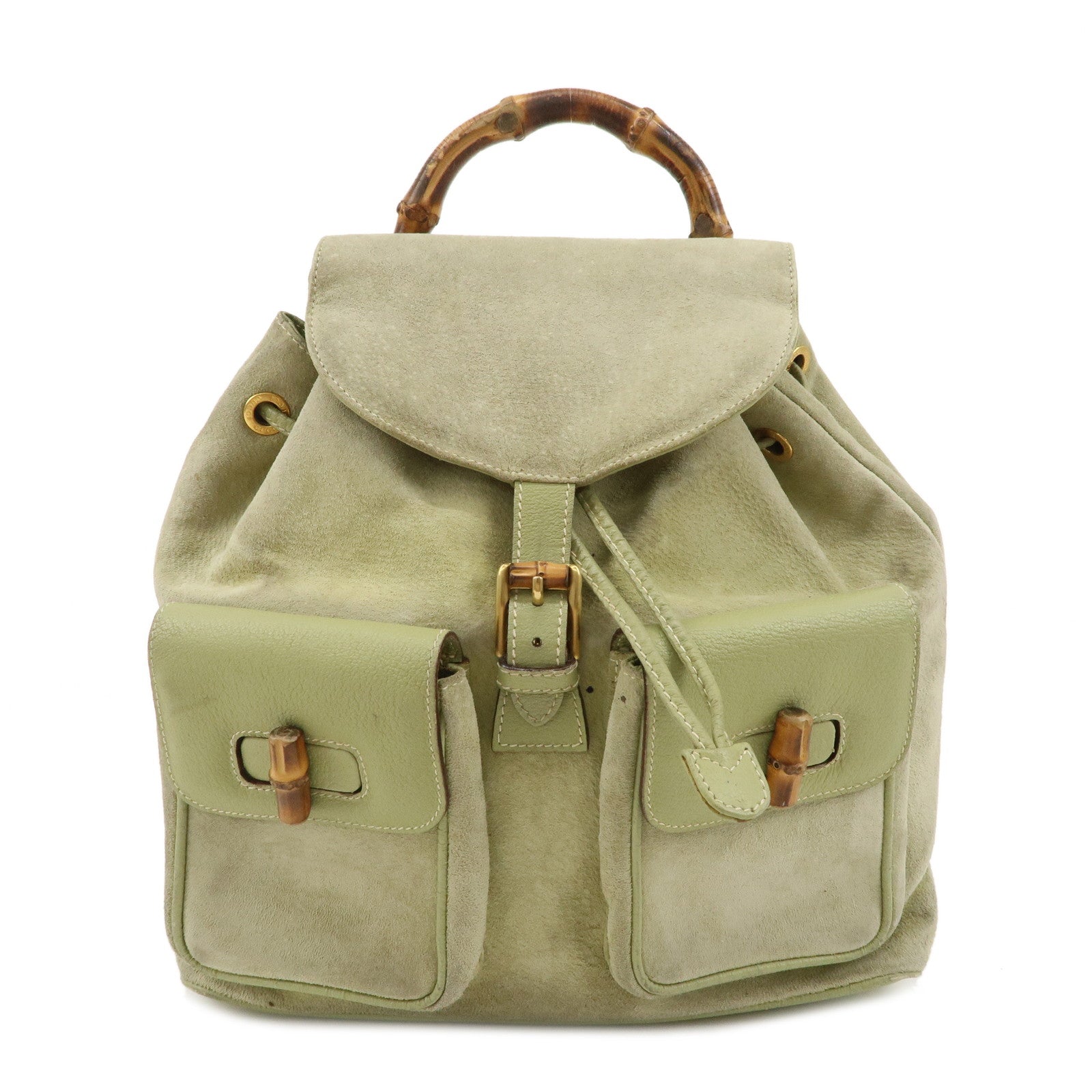 GUCCI-Bamboo-Suede-Leather-Ruck-Sack-Back-Pack-Green-003.58.0016