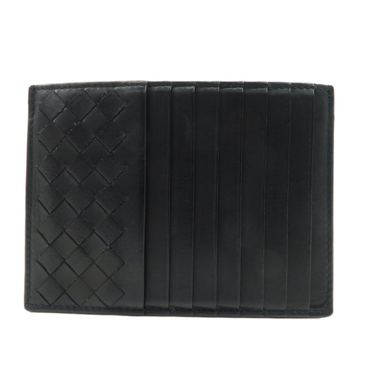 BOTTEGA-VENETA-Intrecciato-Leather-Card-Case-Coin-Purse-Black