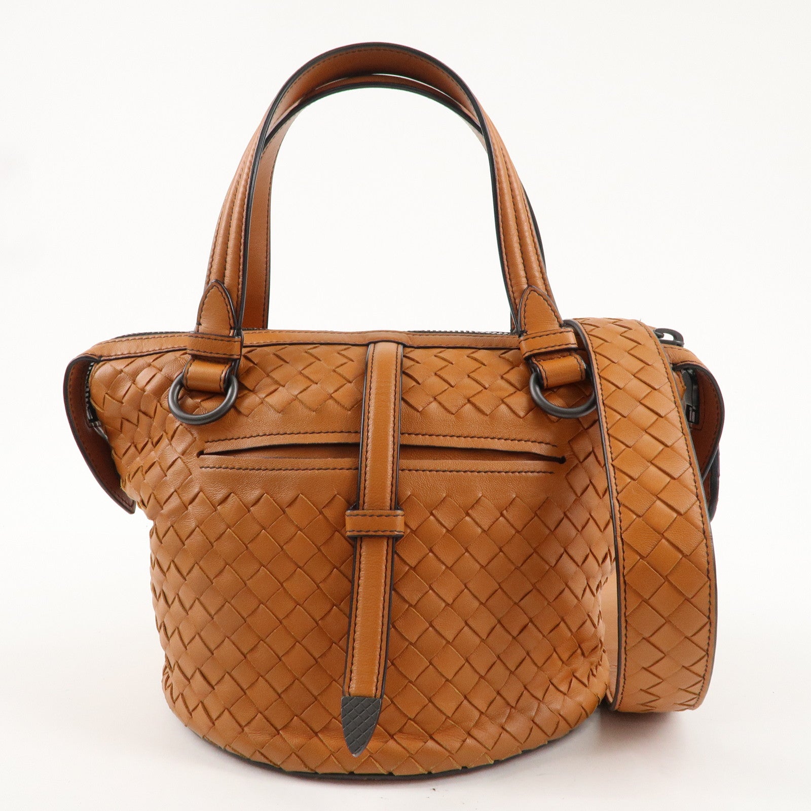 BOTTEGA VENETA Intrecciato Leather Tambura 2Way Bag Brown 535263