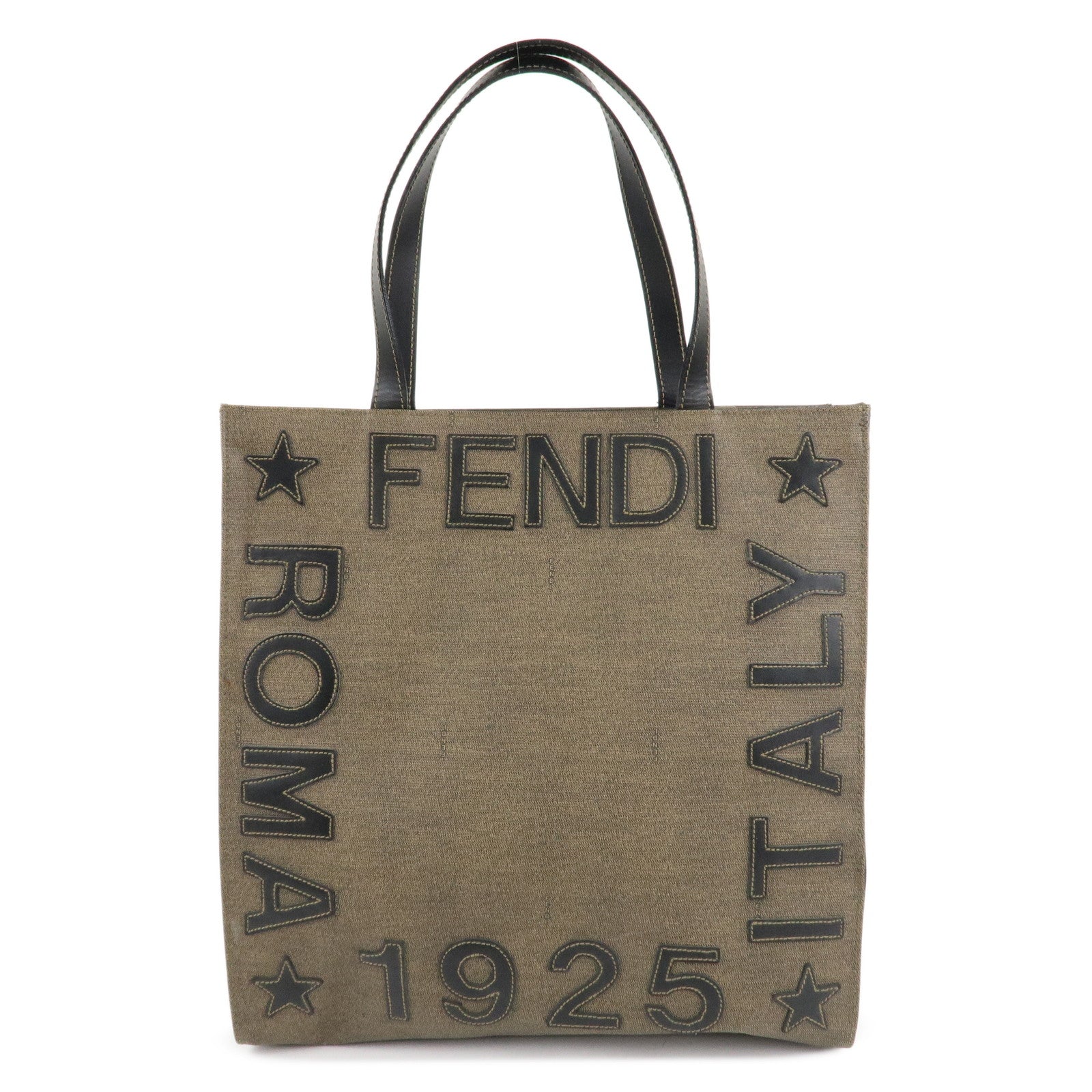 FENDI-PVC-Leather-Tote-Bag-Hand-Bag-Shoulder-Bag-Brown-Black