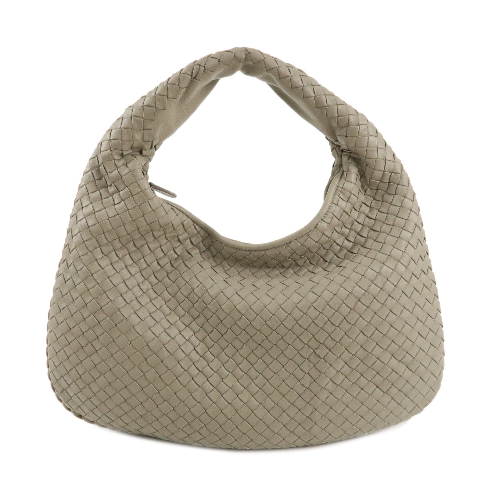 BOTTEGA-VENETA-Intrecciato-Hobo-Leather-Shoulder-Bag-Greige-115653