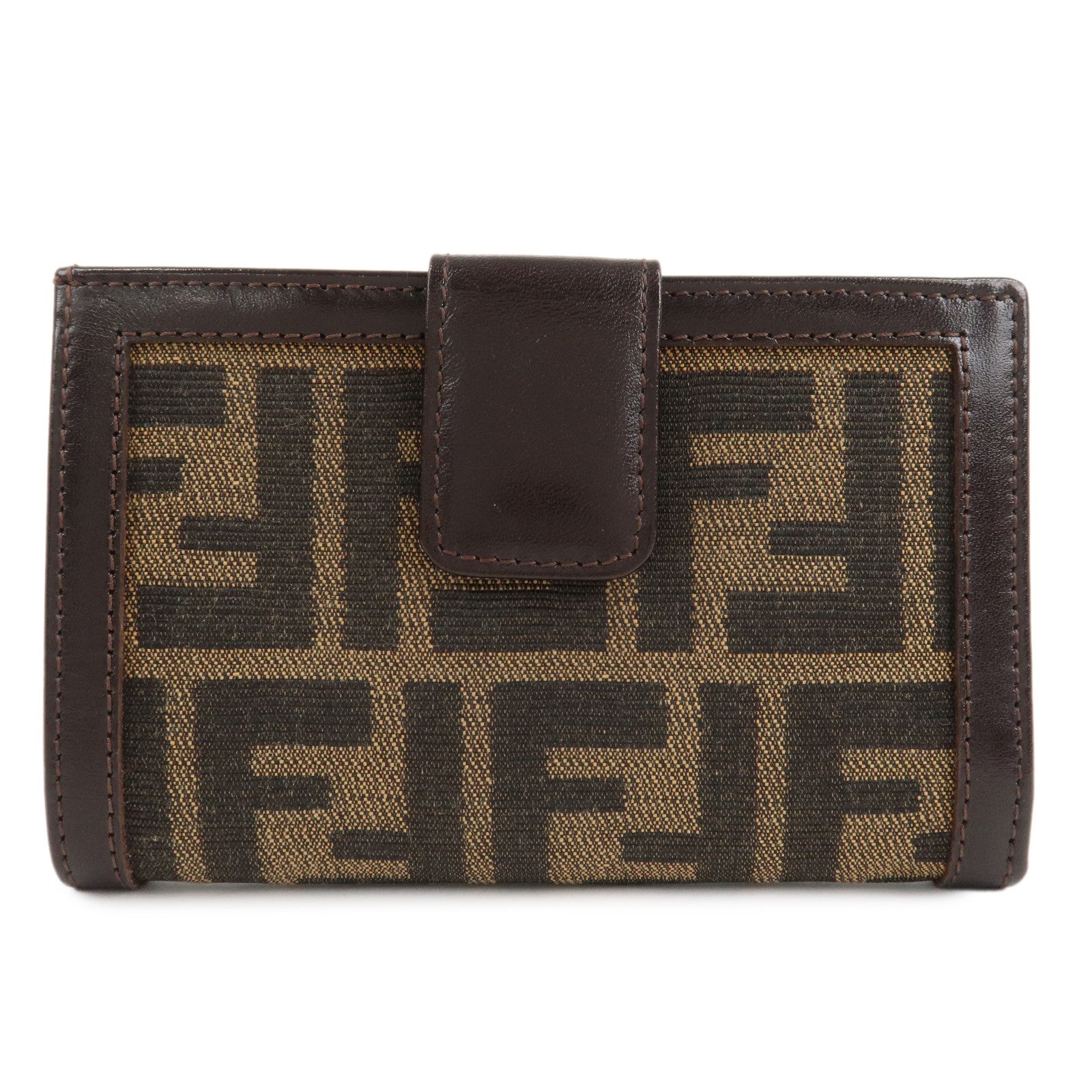 FENDI-Zucca-Canvas-Leather-Bifold-Wallet-Brown-Black-1692