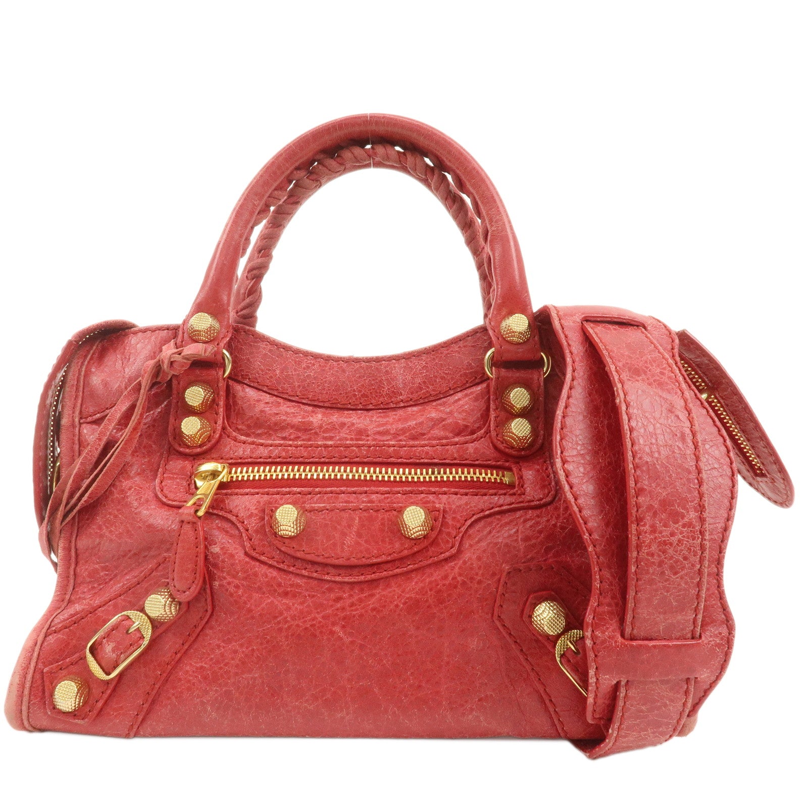 BALENCIAGA Giant Mini City Leather 2Way Shoulder Bag Red 309544