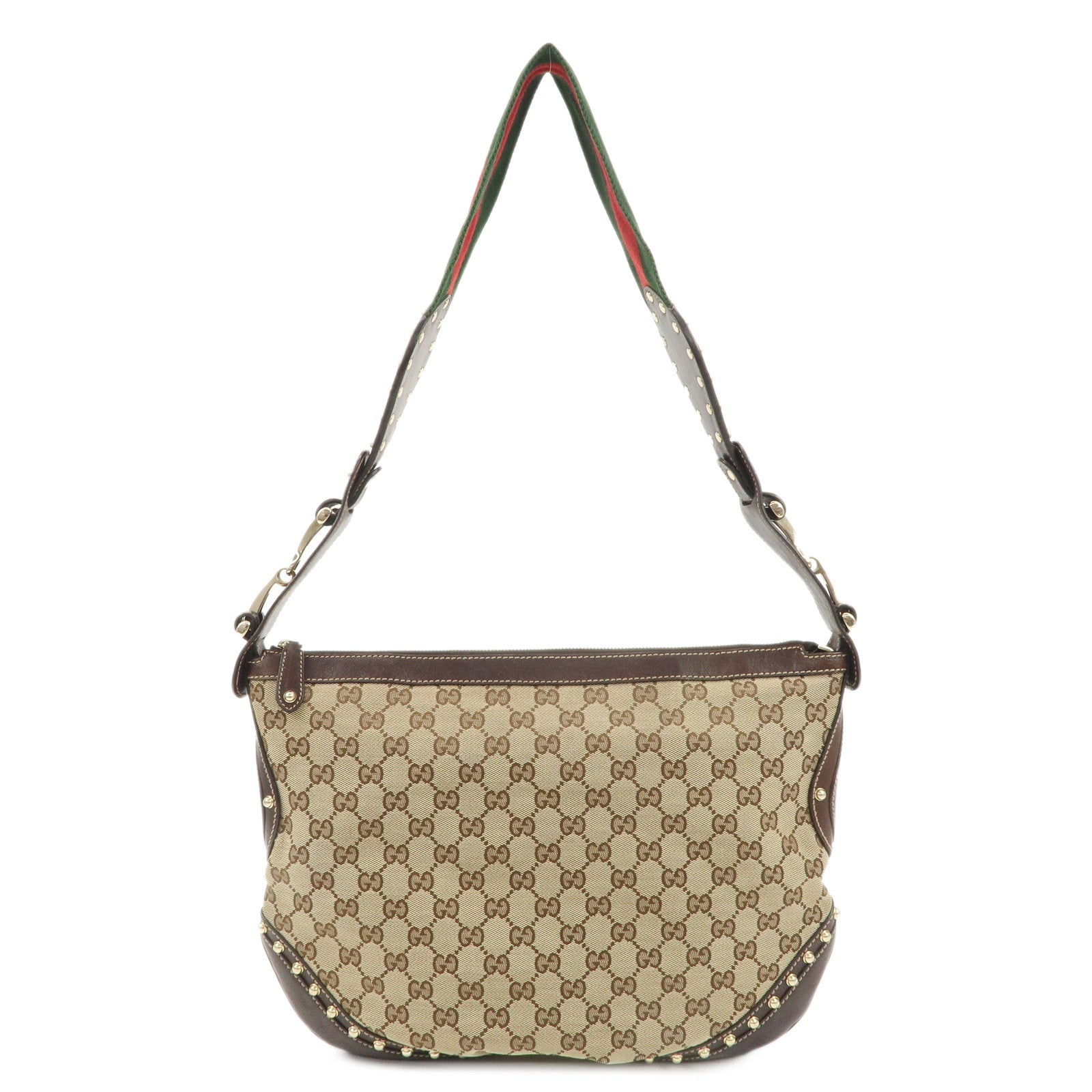 GUCCI-Sherry-GG-Canvas-Leather-Studded-Shoulder-Bag-153691