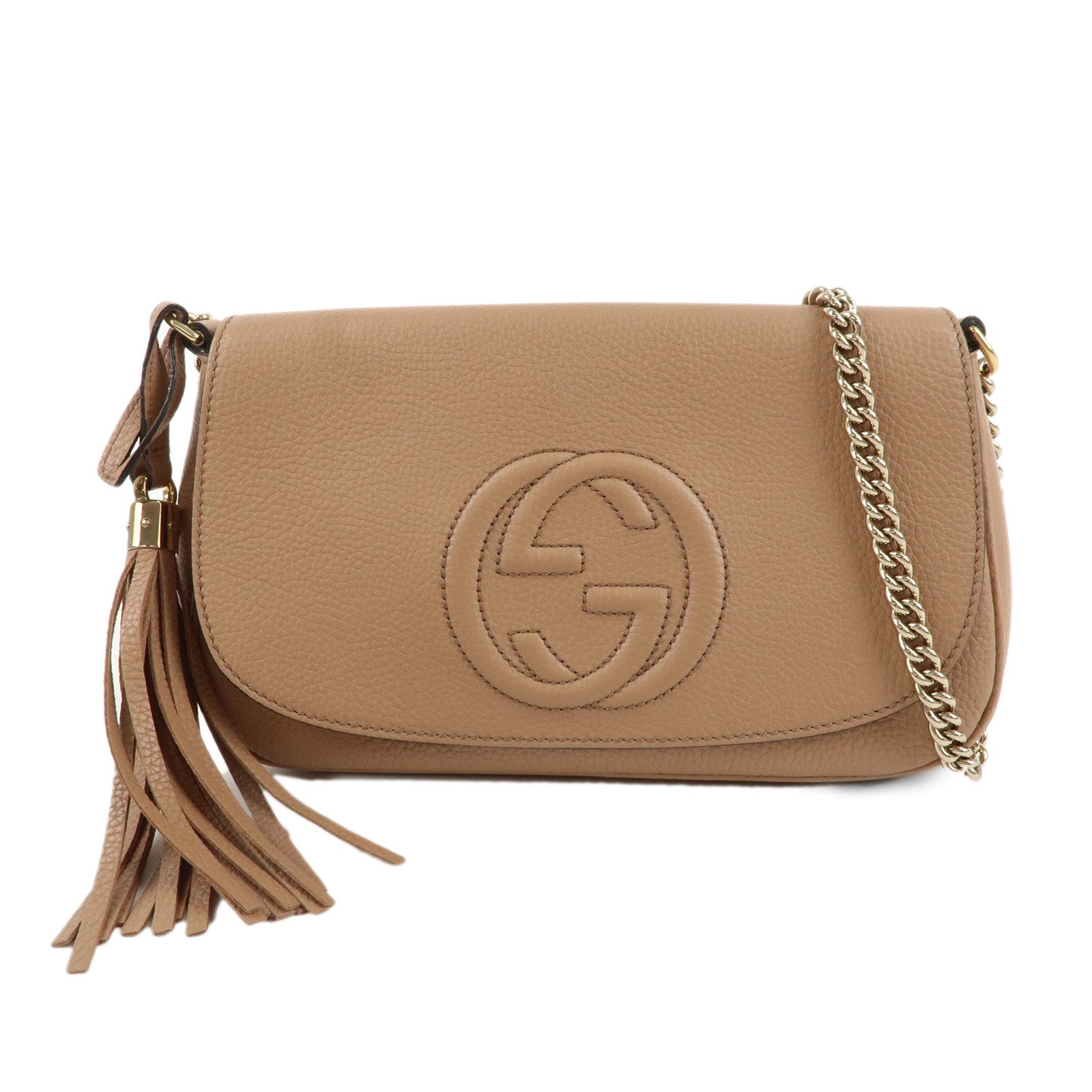 GUCCI-SOHO-Leather-Chain-Shoulder-Bag-Beige-536224