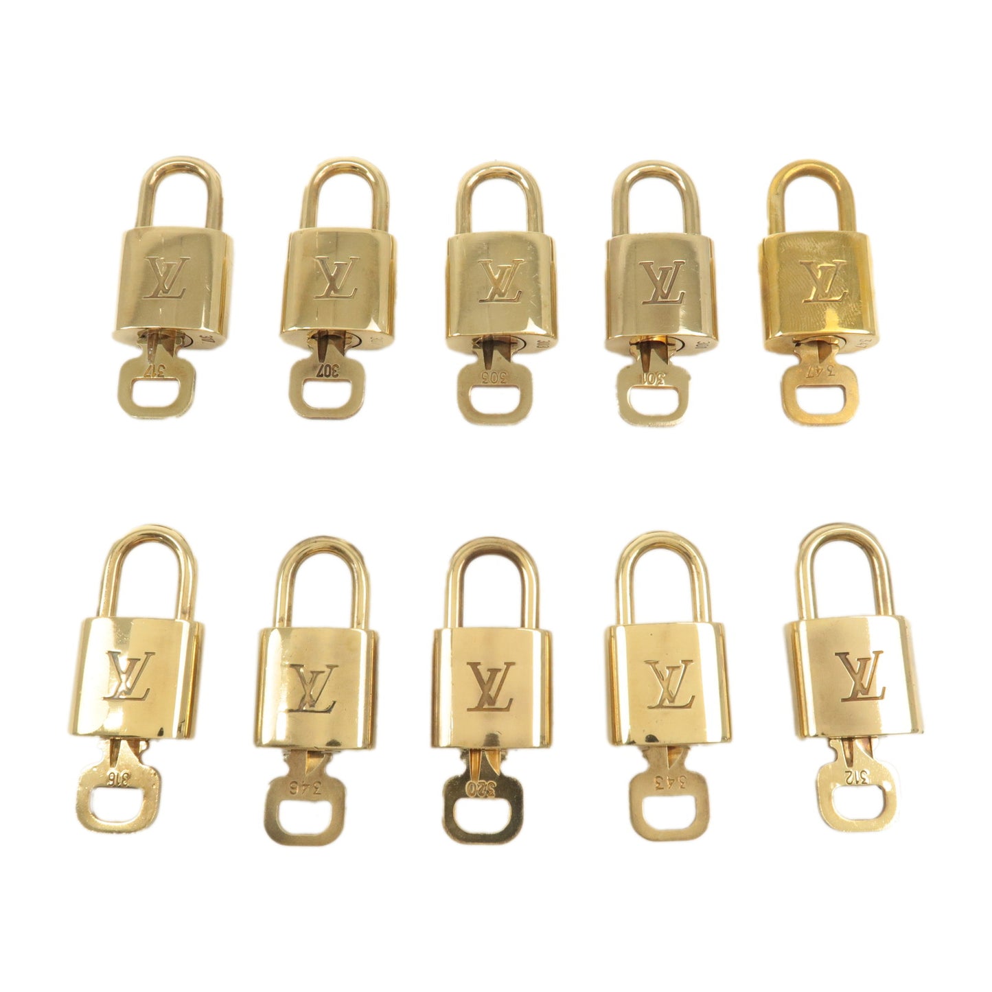 Louis Vuitton Set of 10 Lock & Key Cadena Key Lock Gold