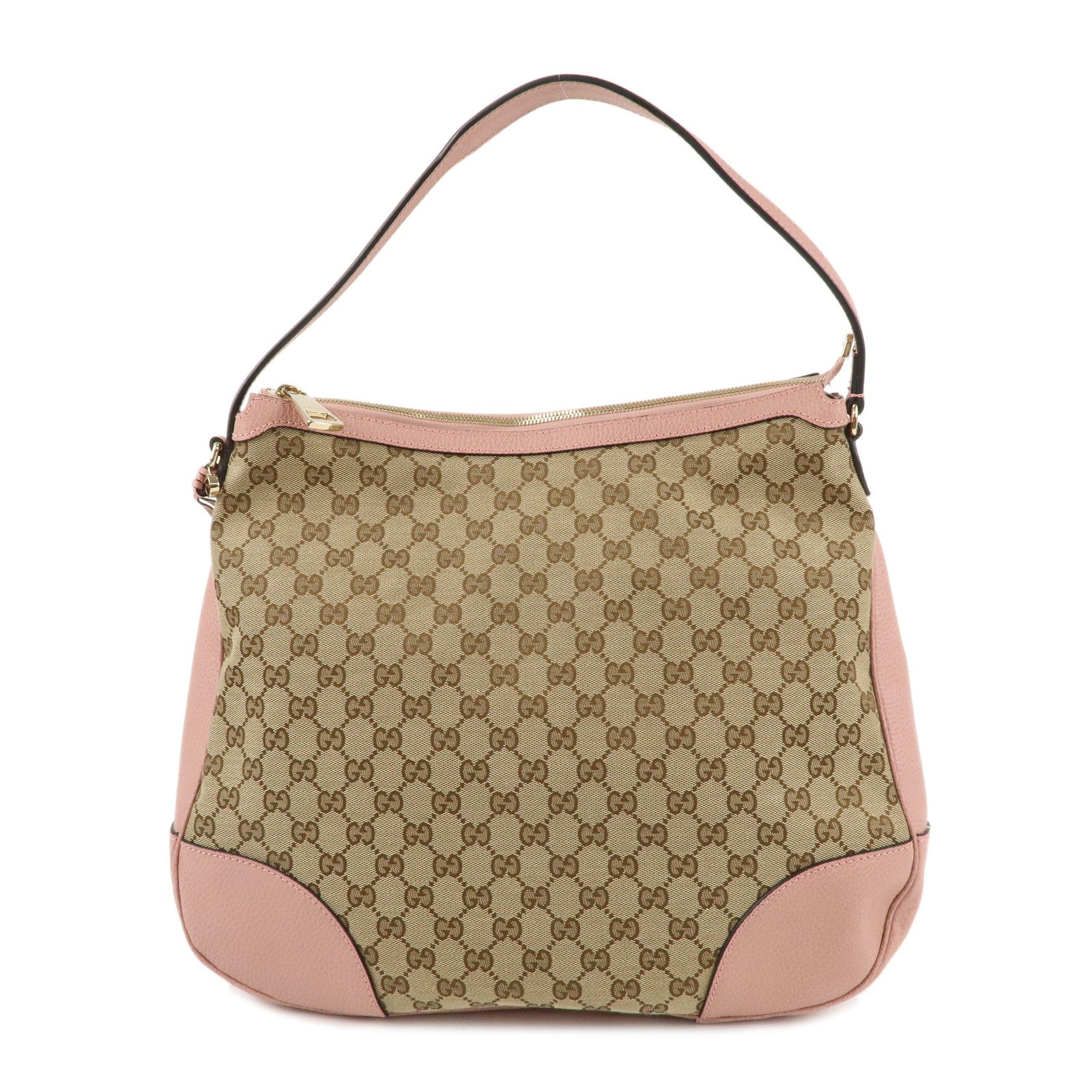 GUCCI GG Canvas Leather One Shoulder Bag Pink Beige 449244