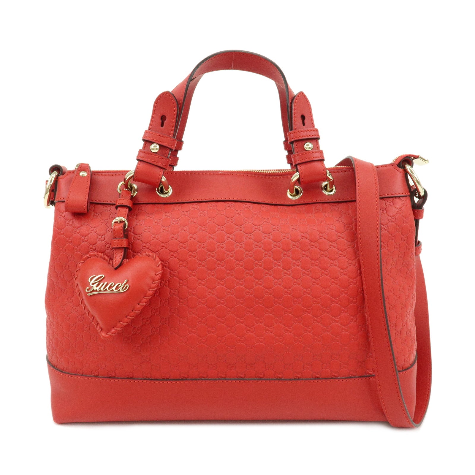 GUCCI-Micro-Guccisima-Leather-2WAY-Tote-Shoulder-Bag-Valentine-Red