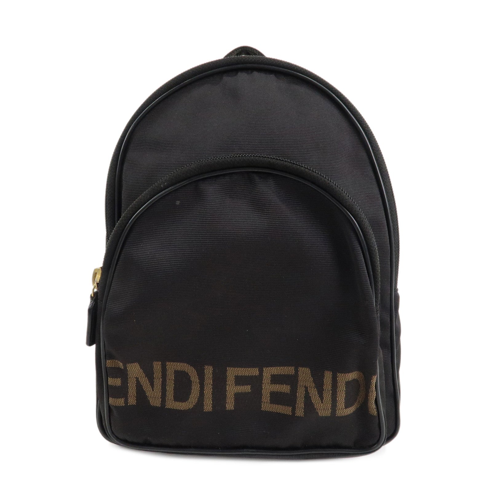 FENDI-Nylon-Leather-Logo-Back-Pack-Ruck-Sack-Black-26419