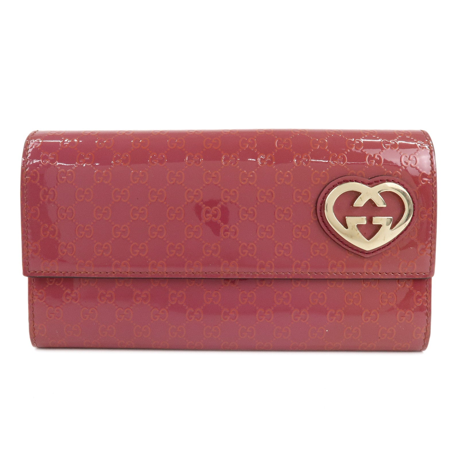 GUCCI-Lovely-Heart-Patent-Leather-Bi-fold-Long-Wallet-251861