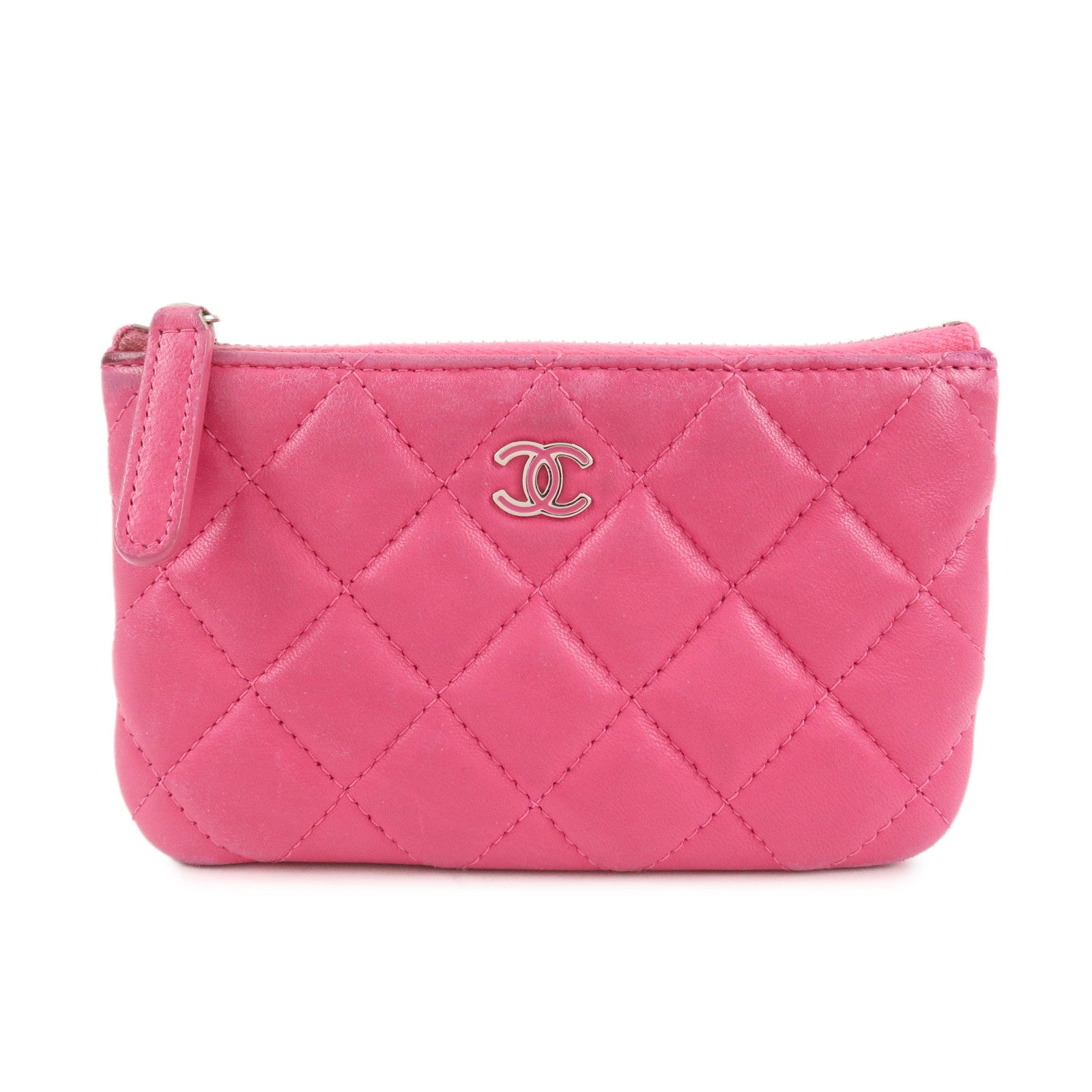 CHANEL-Matelasse-Lamb-Skin-Coco-Mark-Pouch-Pink-AP4020