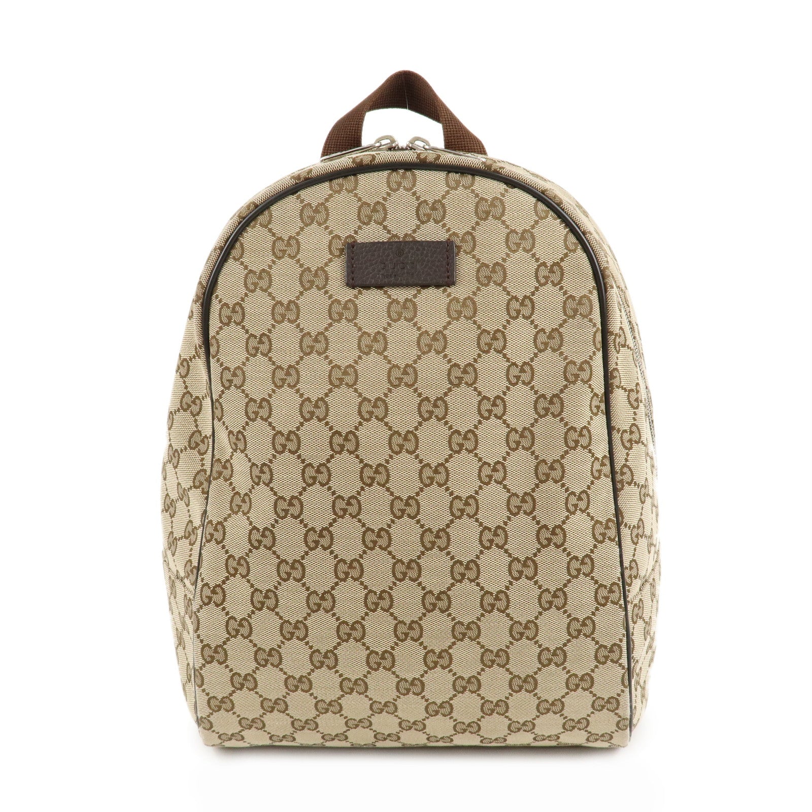 GUCCI-GG-Canvas-Leather-Backpack-Beige-Brown-449906