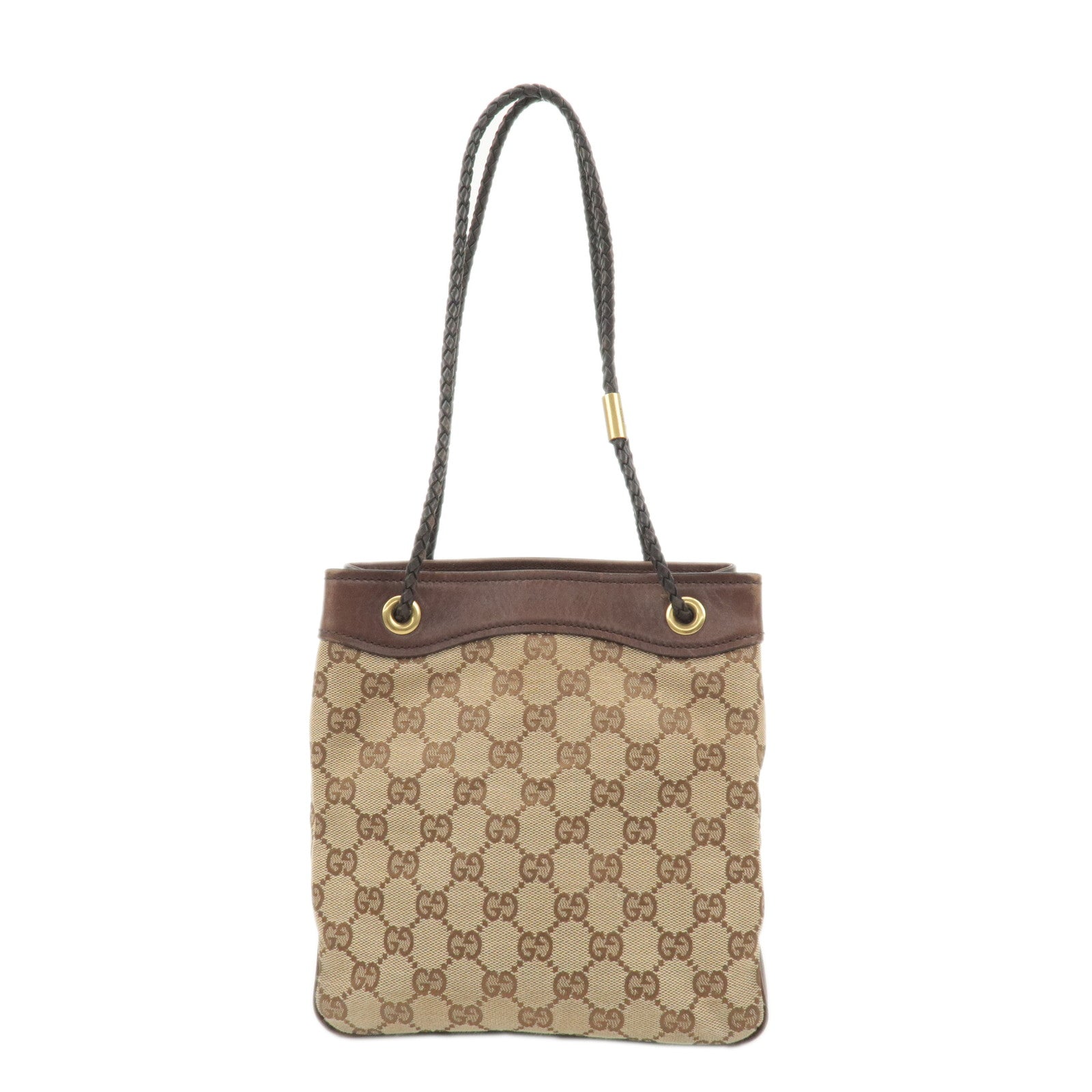 GUCCI-GG-Canvas-Leather-Shoulder-Bag-Hand-Bag-Beige-Brown-109143