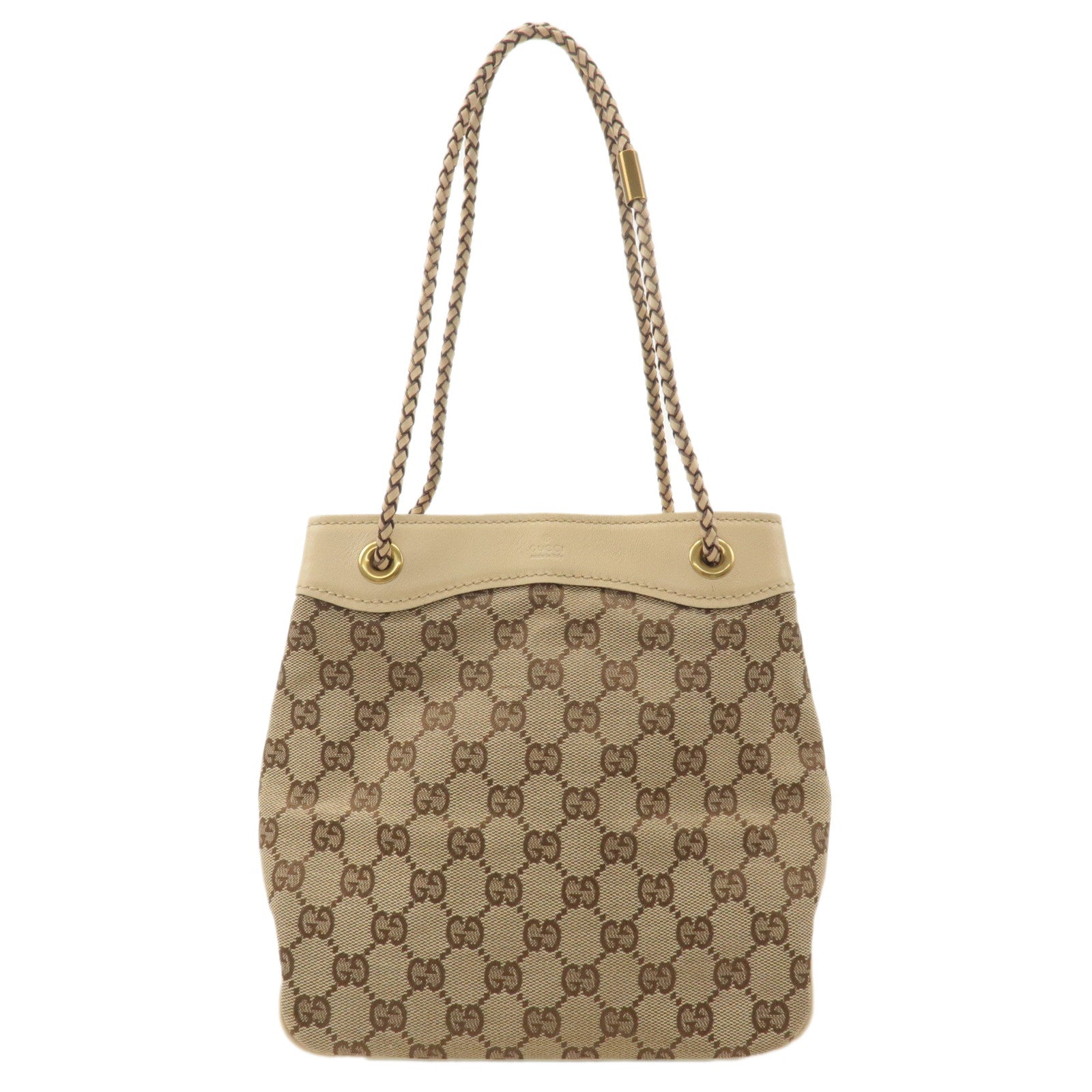 GUCCI-GG-Canvas-Leather-Shoulder-Bag-Hand-Bag-Beige-109143