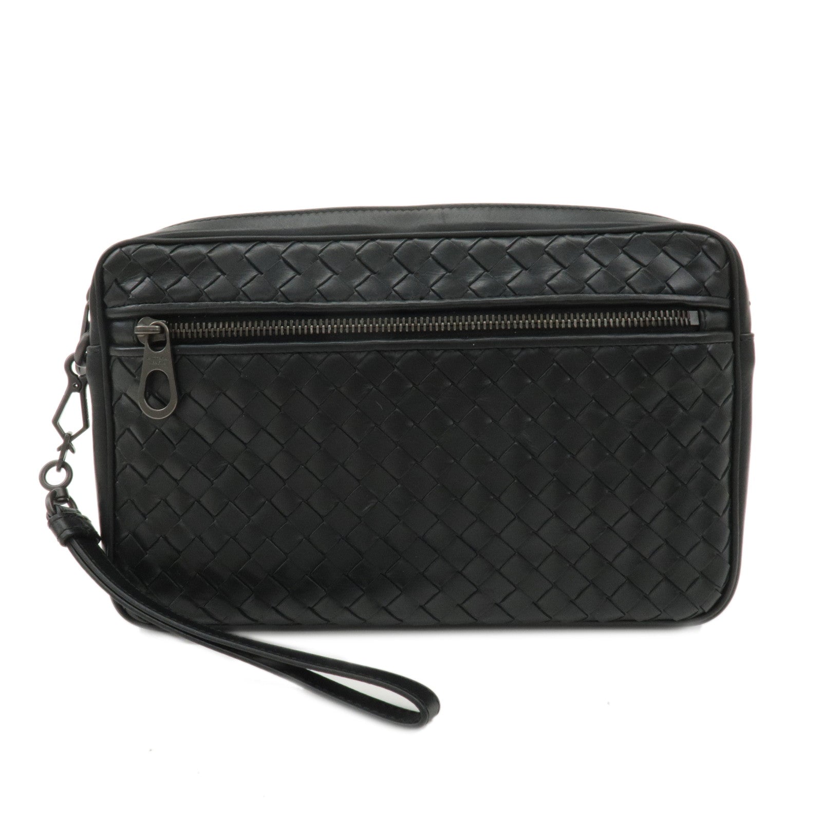 BOTTEGA VENETA Intrecciato Leather Clutch Bag Black