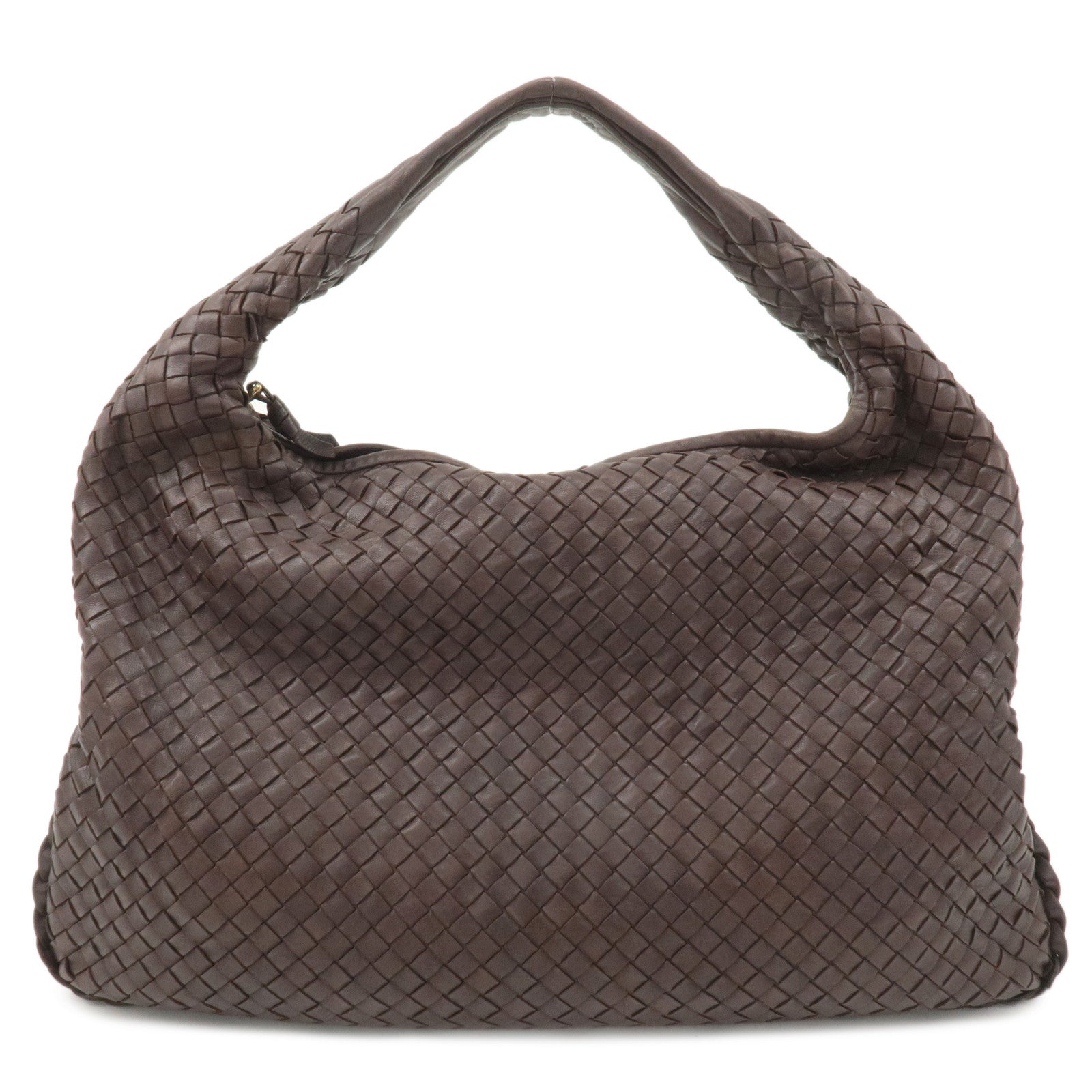 BOTTEGA VENETA Intrecciato Hobo Leather Shoulder Bag Brown 115654