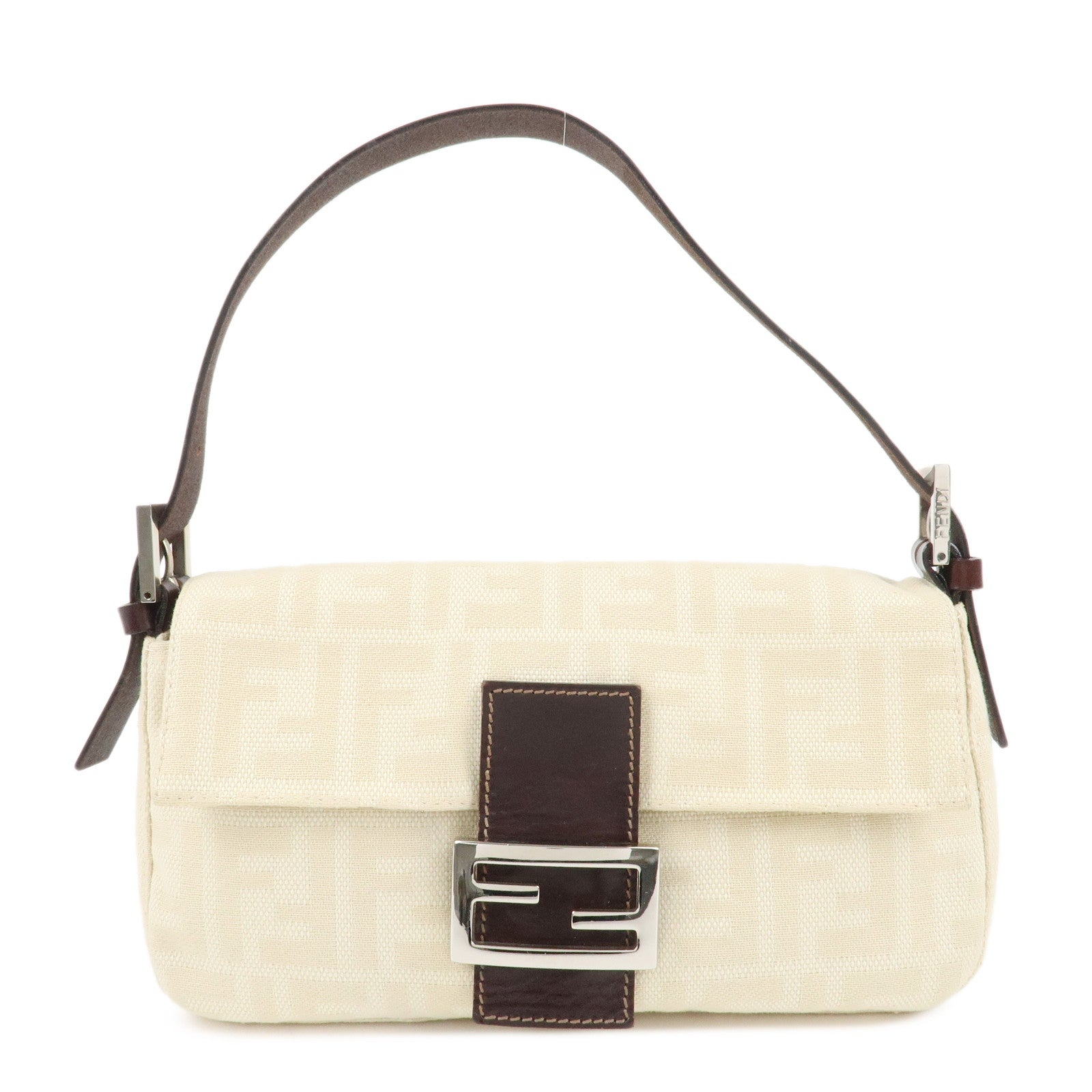 FENDI-Mamma-Baguette-Zucca-Canvas-Shoulder-Bag-Beige-White-26424