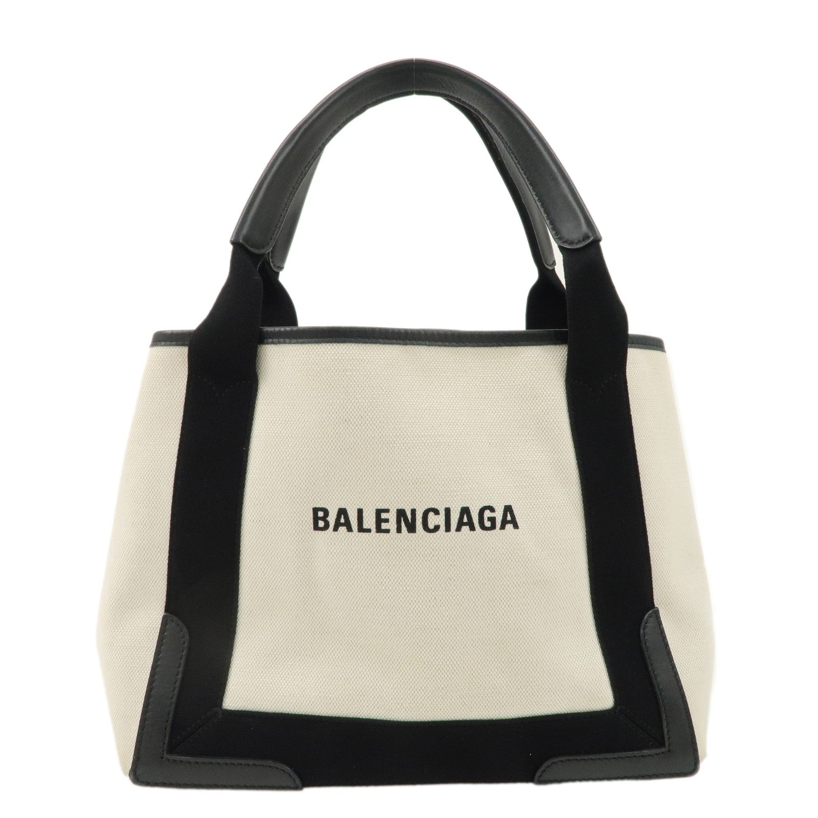 BALENCIAGA-Navy-Cabas-S-Canvas-Leather-Tote-Bag-Ivory-Black-339933