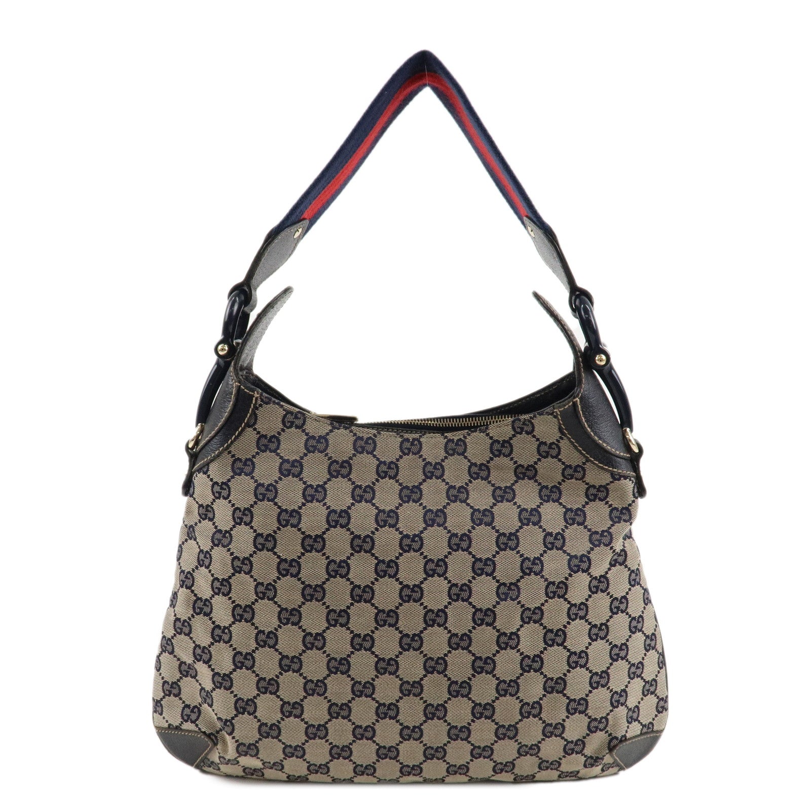 GUCCI-Sherry-Horsebit-GG-Canvas-Leather-One-Shoulder-Bag-145826