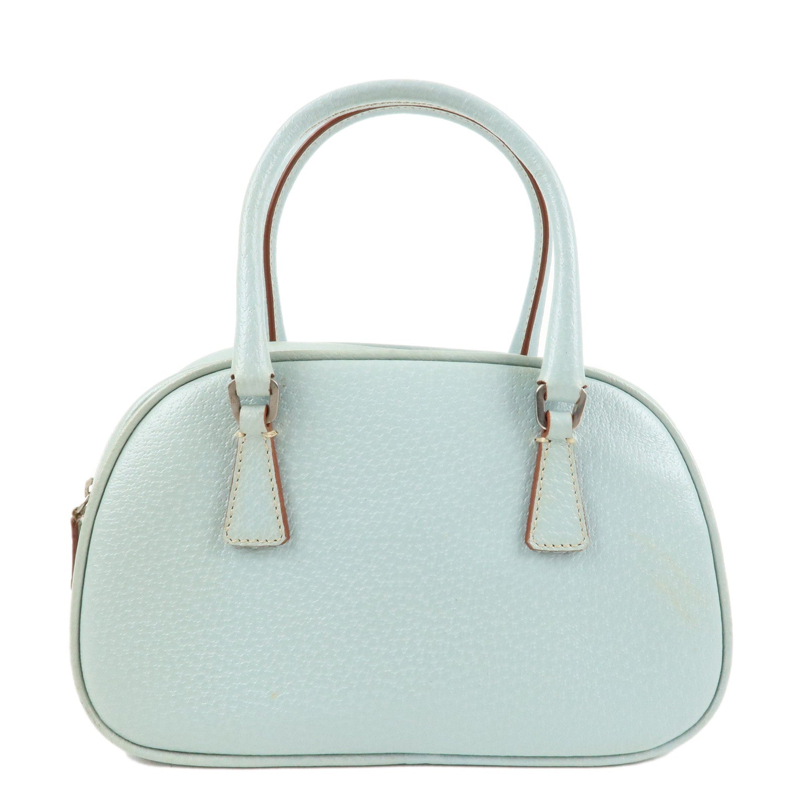 PRADA-Leather-Hand-Bag-Blue-Silver-Hardware