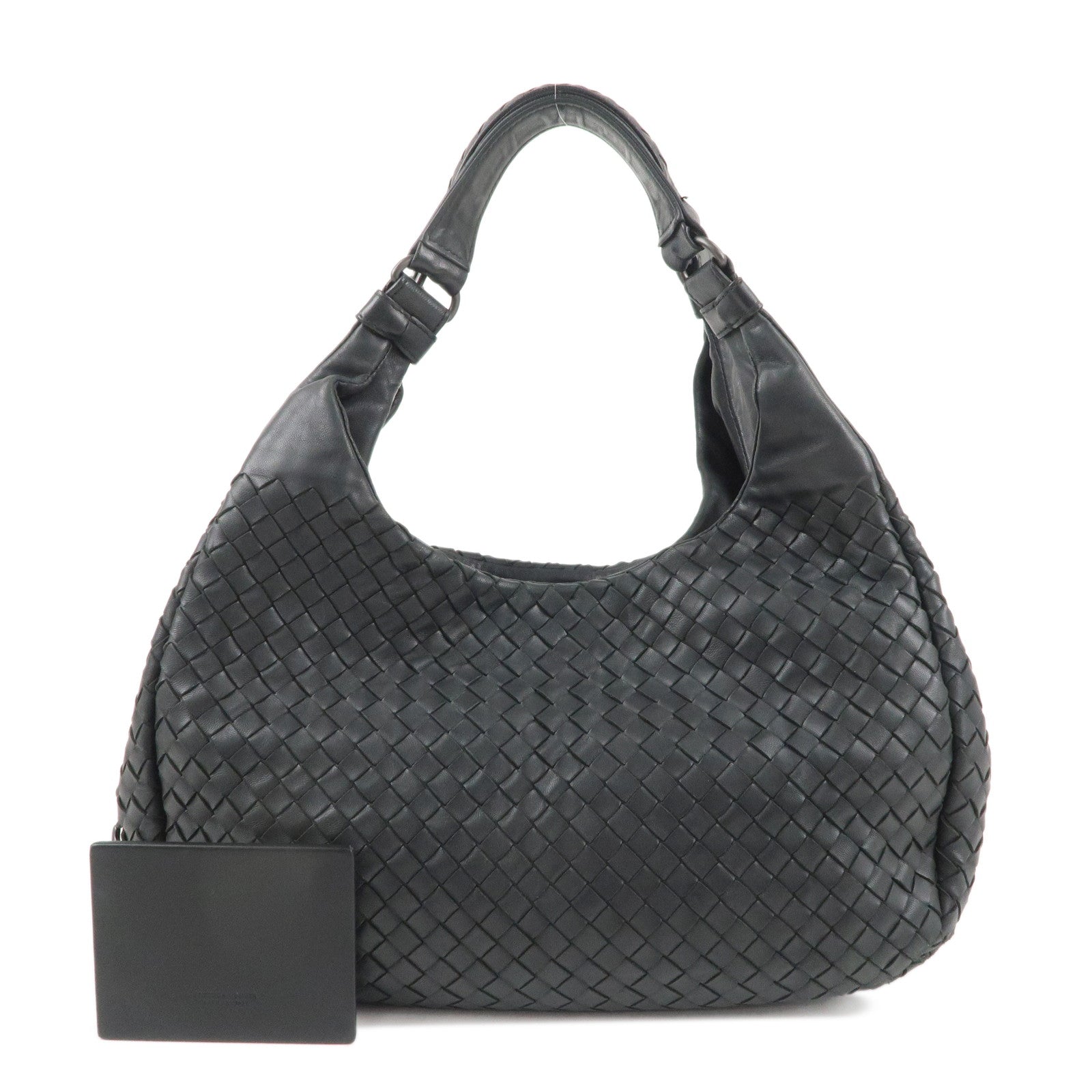 BOTTEGA-VENETA-Intrecciato-Campana-Shoulder-Bag-Black