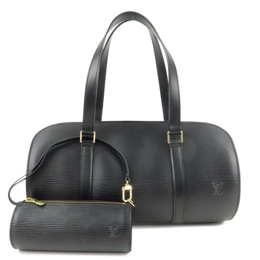Authenti-Louis-Vuitton-Epi-Soufflot-&-Pouch-Hand-Bag-Noir-Black-M52862