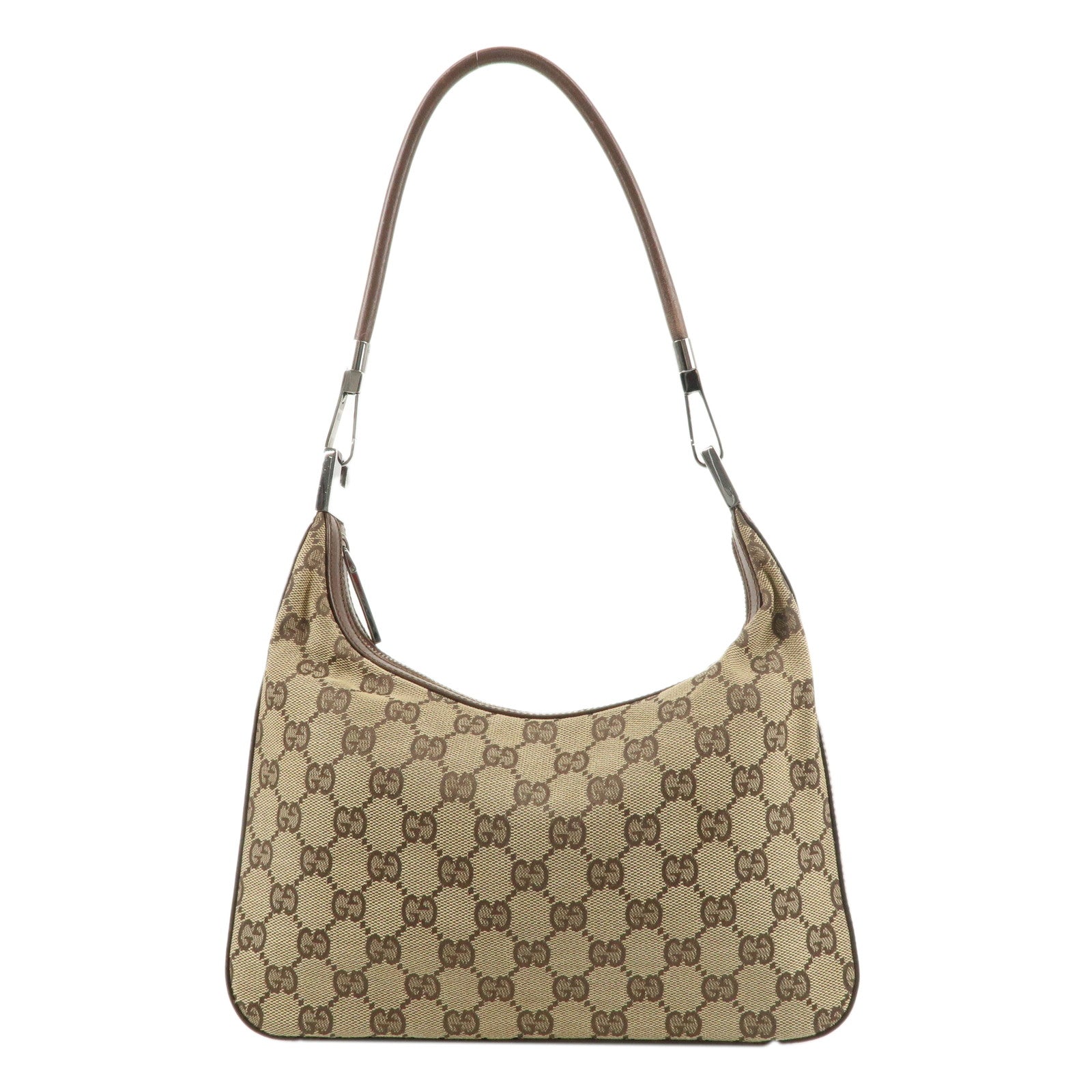 GUCCI GG Canvas Leather One-Shoulder Bag Beige Brown 001.3812