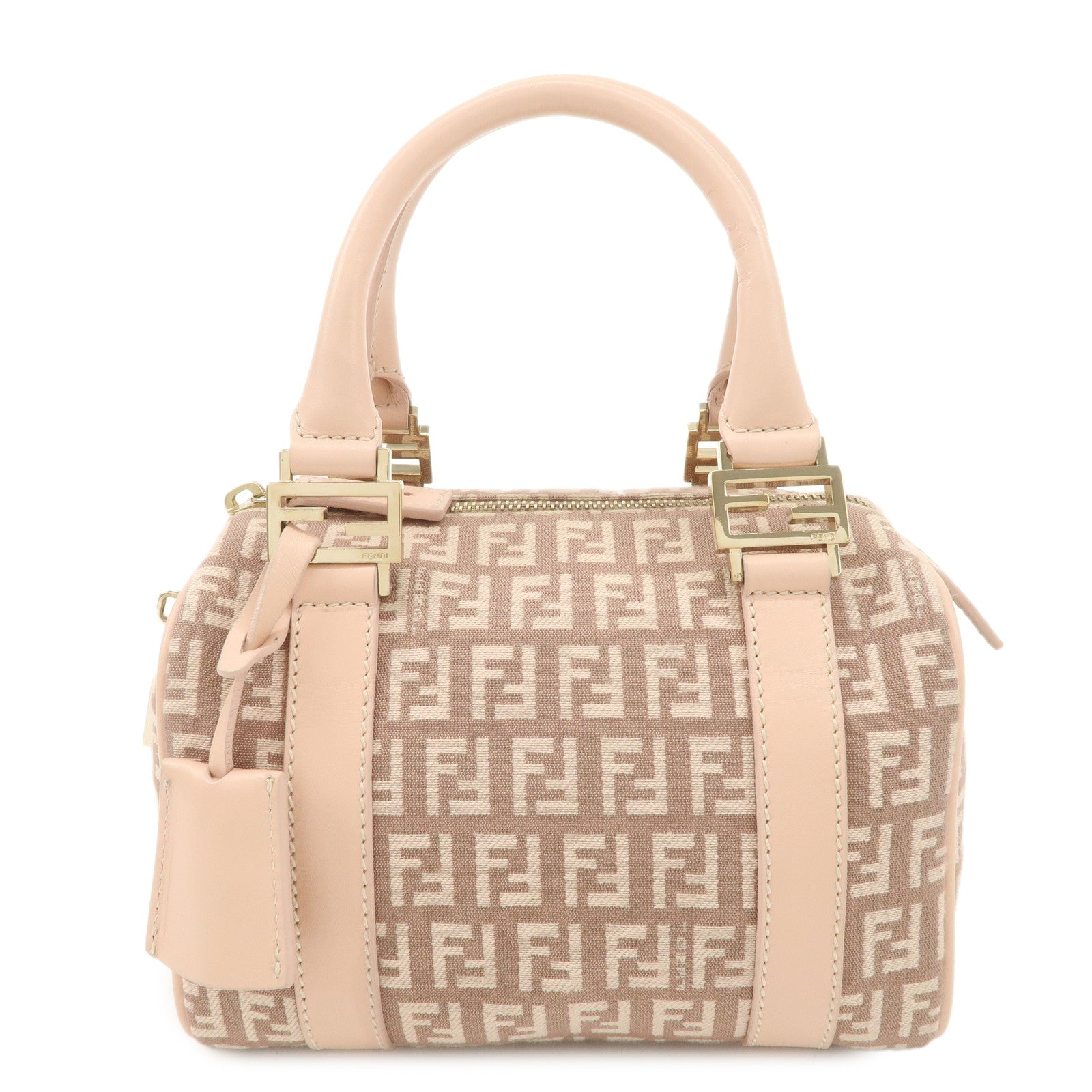 FENDI-Zucchino-Canvas-Leather-Mini-Boston-Bag-Pink-8BL071