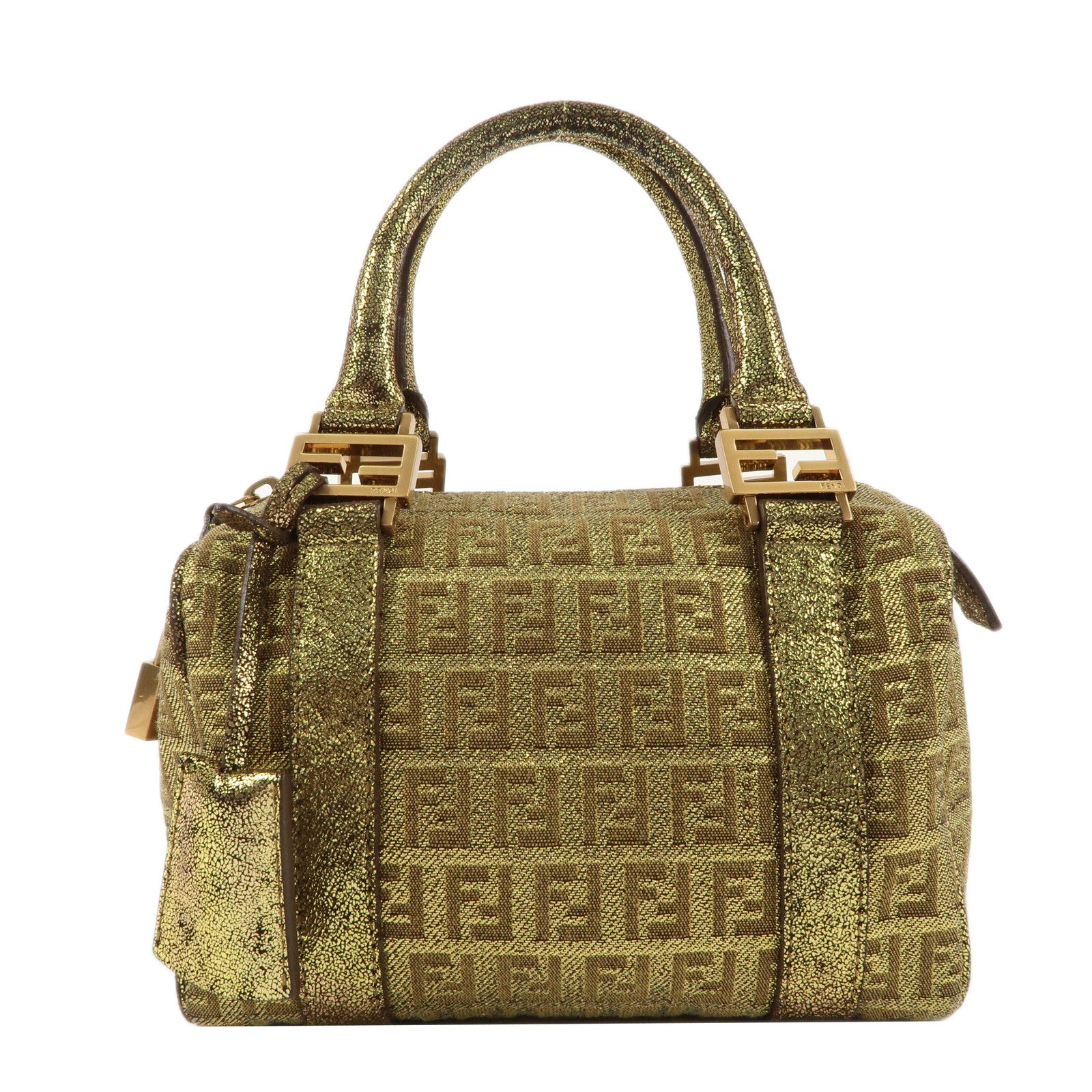 FENDI-Zucchino-Canvas-Leather-Mini-Boston-Bag-Gold-8BL071