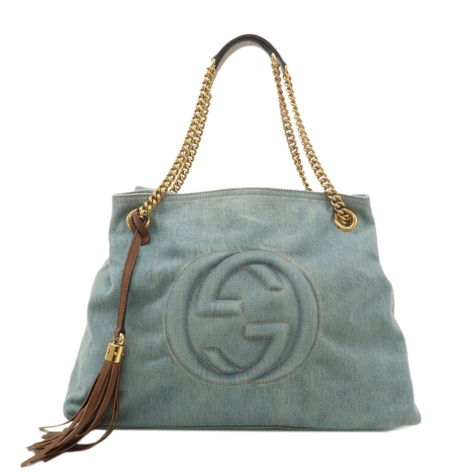 GUCCI-SOHO-Interlocking-G-Denim-Leather-Chain-Tote-Bag-308982