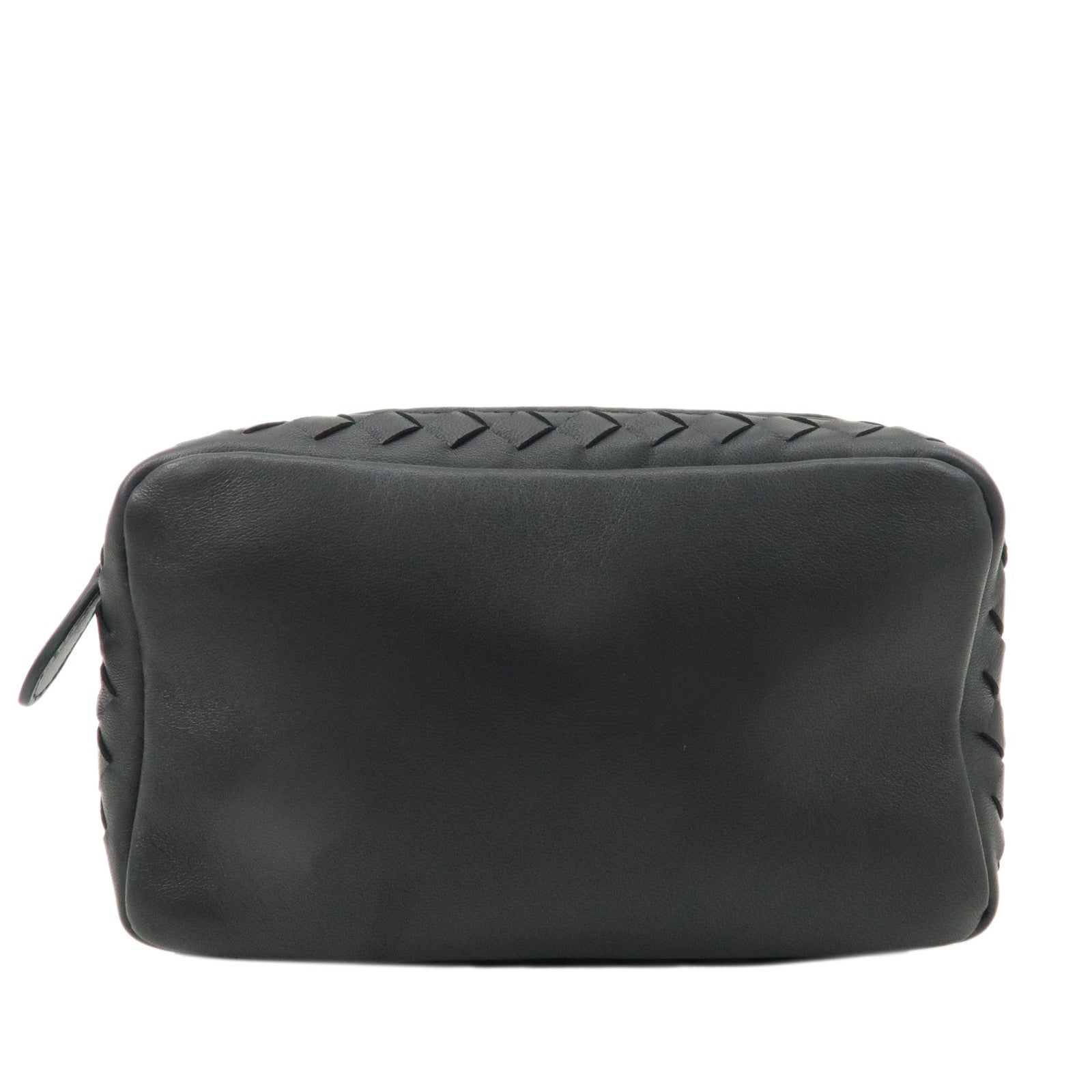 BOTTEGA-VENETA-Intrecciato-Leather-Pouch-Cosmetic-Pouch-Black