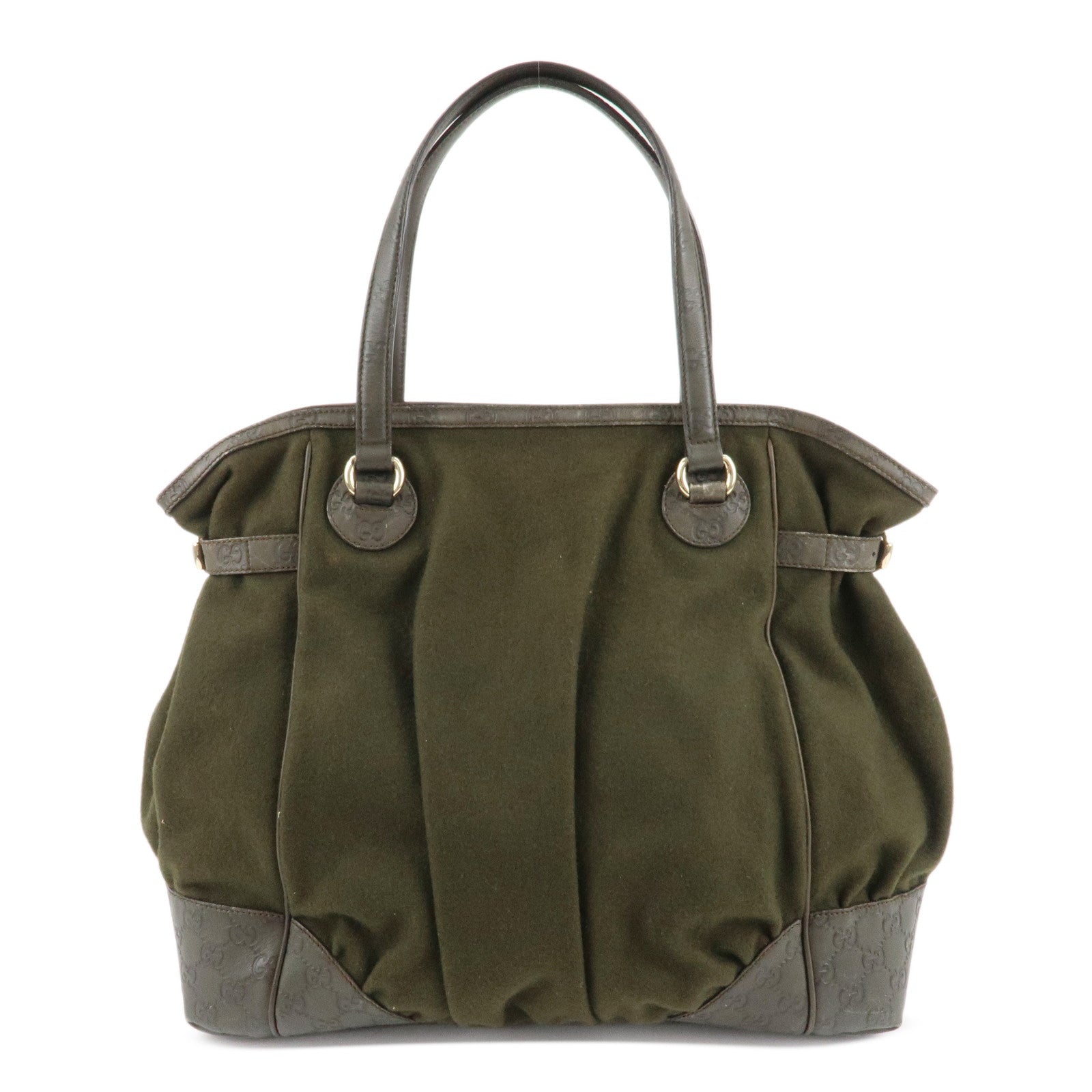 GUCCI-Guccisima-Wool-Guccisima-Leather-Tote-Bag-Olive-257290